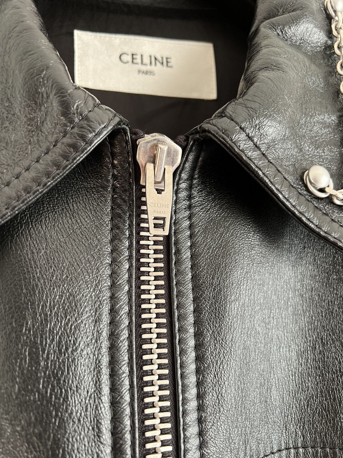 Celine × Hedi Slimane CELINE Oversized chains Leather Blouson Jacket Size US M / EU 48-50 / 2 - 4 Thumbnail