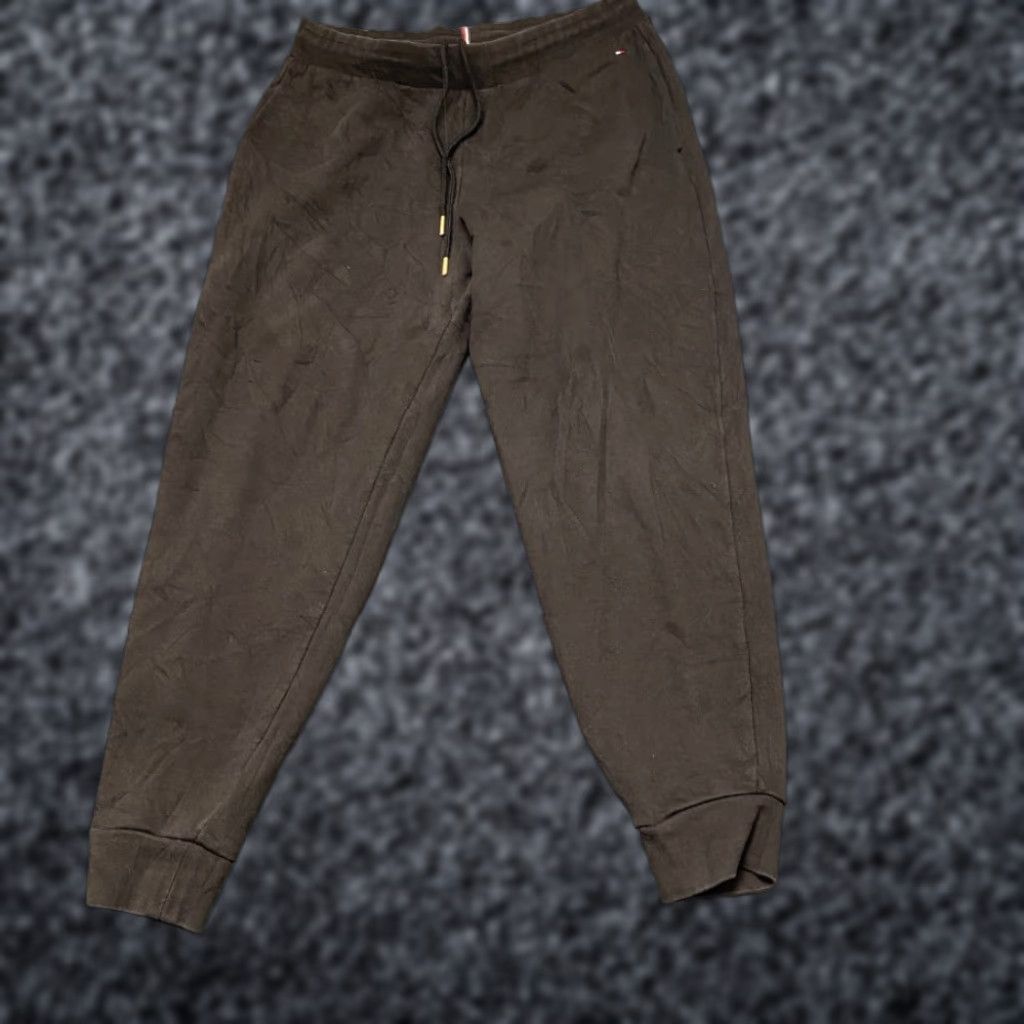 Tommy Hilfiger Tommy Hilfiger Sweatpants Mens M Black Cotton Drawstring Tapered Dark Wash Casual Pants Size US 31 - 1 Thumbnail