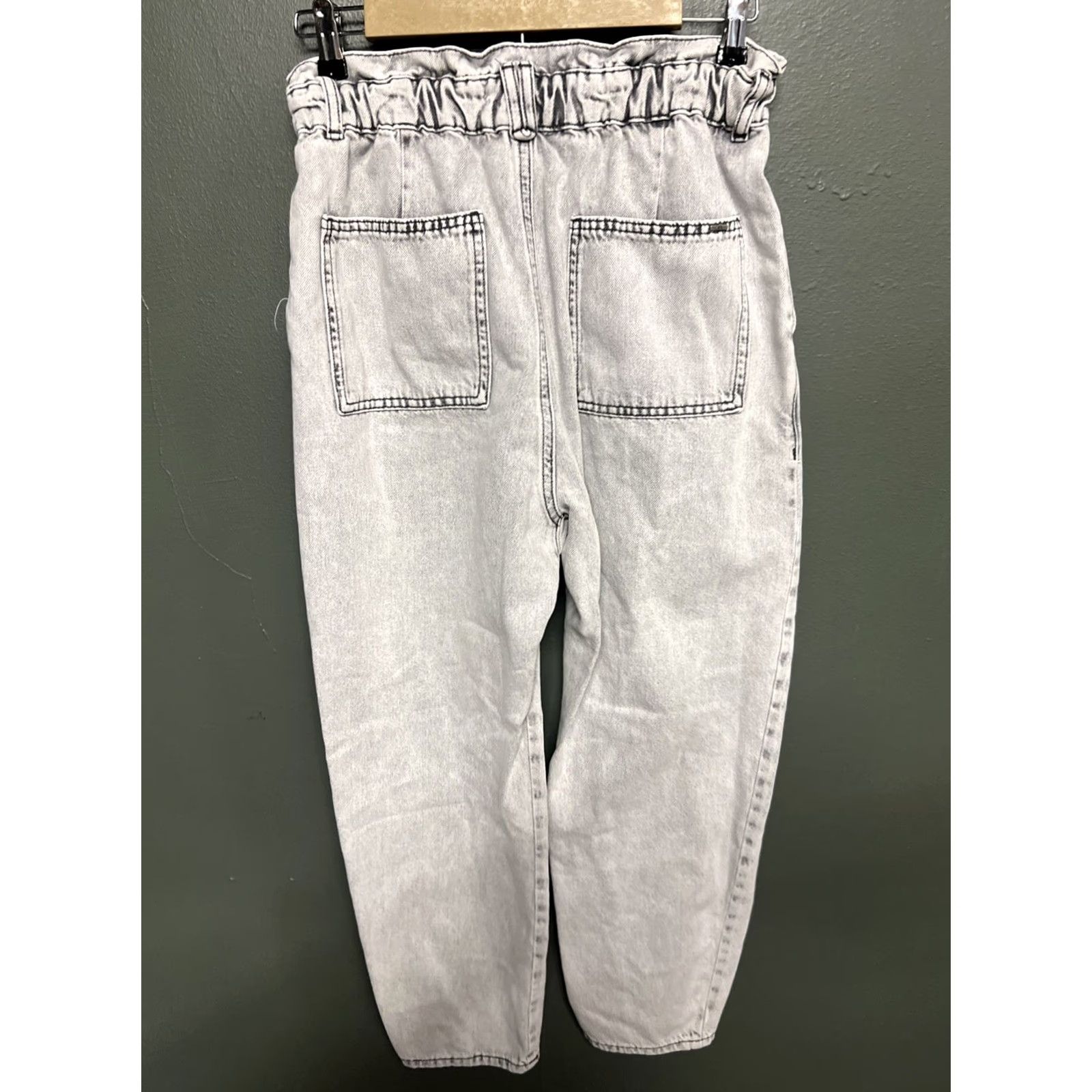 Zara Zara Barrel Jeans High Waisted Denim Paper Bag Waist Women's 6 Jeans City 100% Cotton Regular Zipper Button Pocket Gray Vintage No Size 28" / US 6 / IT 42 - 3 Thumbnail