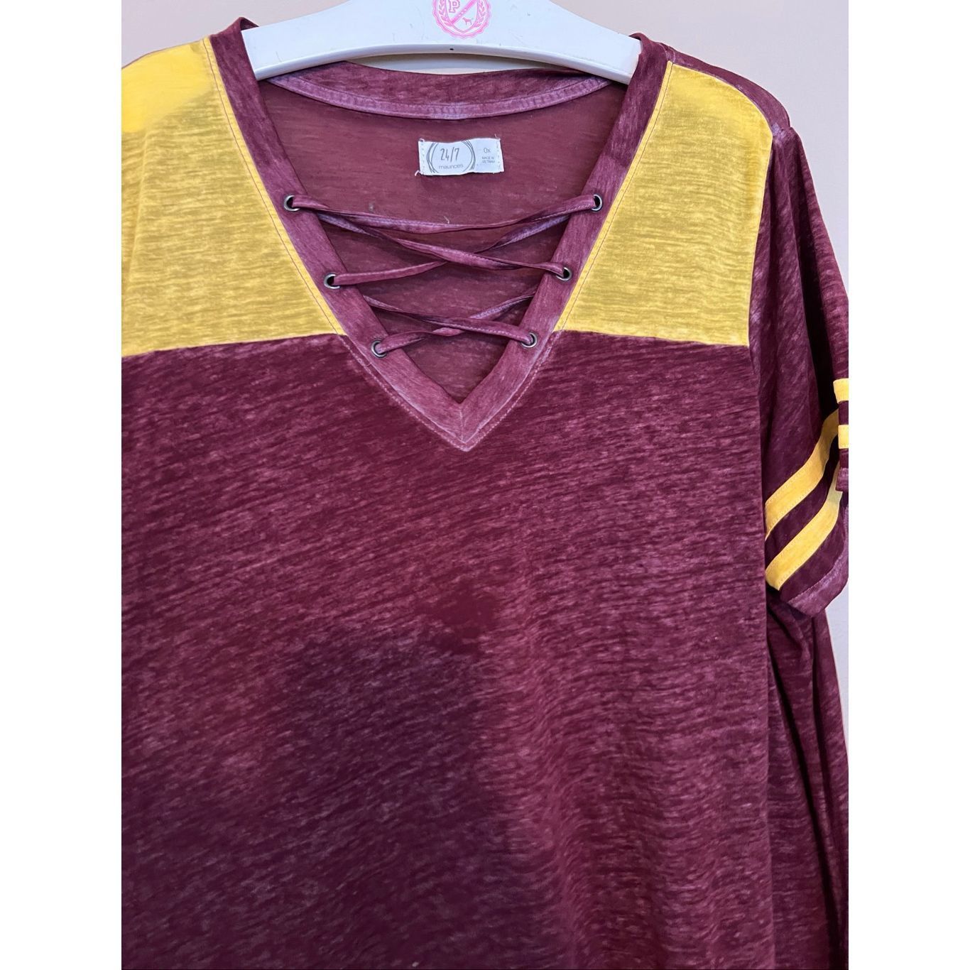 Other Maurices 24/7 Maroon And Yellow T-Shirt Woman’s Size 0X Size XL / US 12-14 / IT 48-50 - 3 Thumbnail