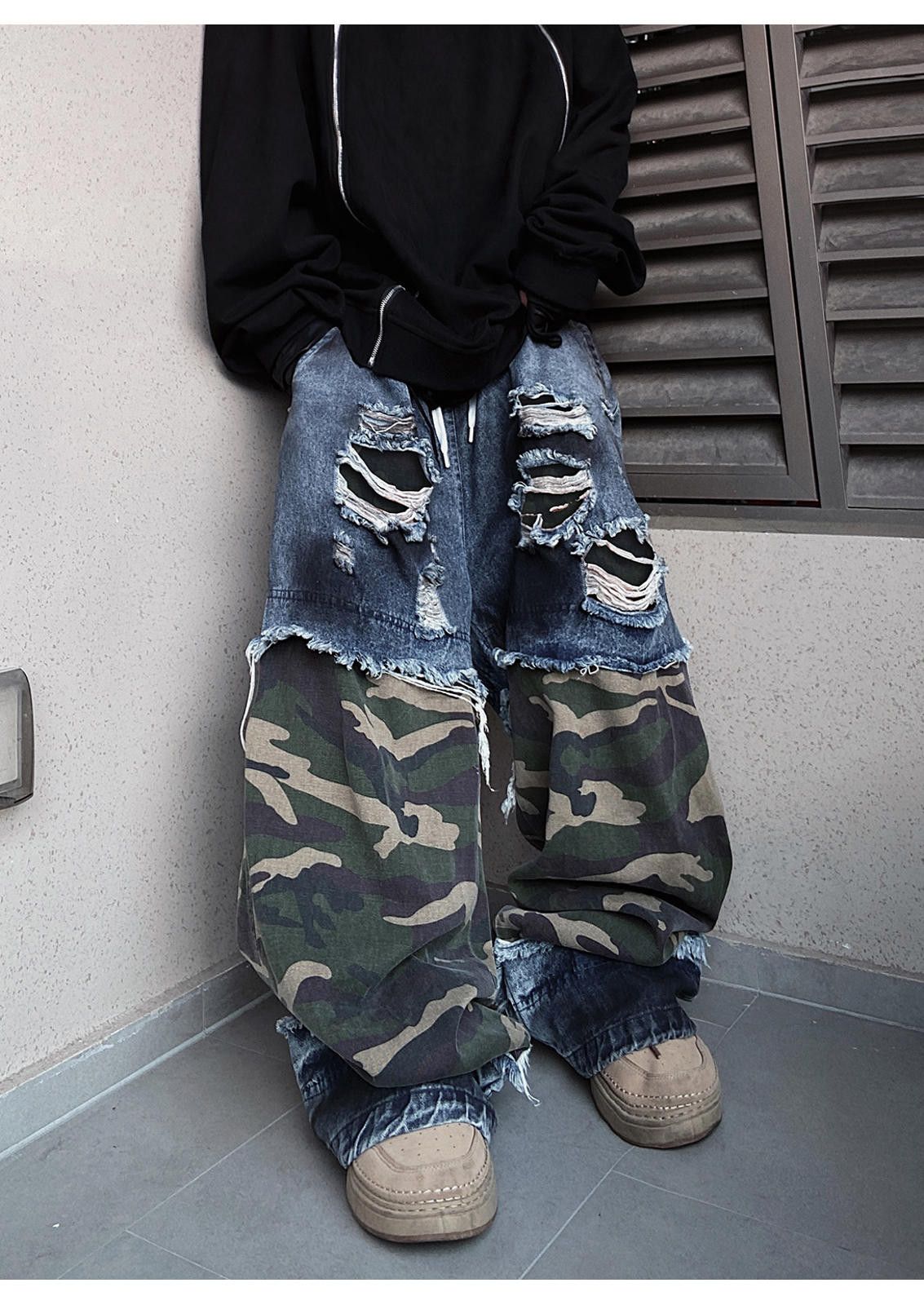 Jean Oversized Ripped Denim Cargo Jeans Size US 32 / EU 48 - 2 Thumbnail