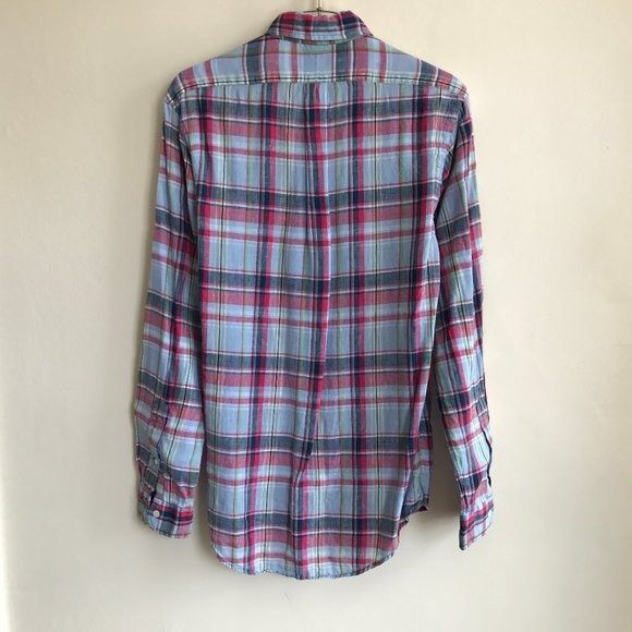 Ralph Lauren Ralph Lauren Plaid Linen Shirt Blue Men's Small S Size US S / EU 44-46 / 1 - 2 Thumbnail