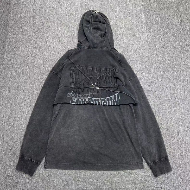 Givenchy Givenchy Washed Distressed Double-Layer Hooded Sweatshirt Size US M / EU 48-50 / 2 - 3 Thumbnail