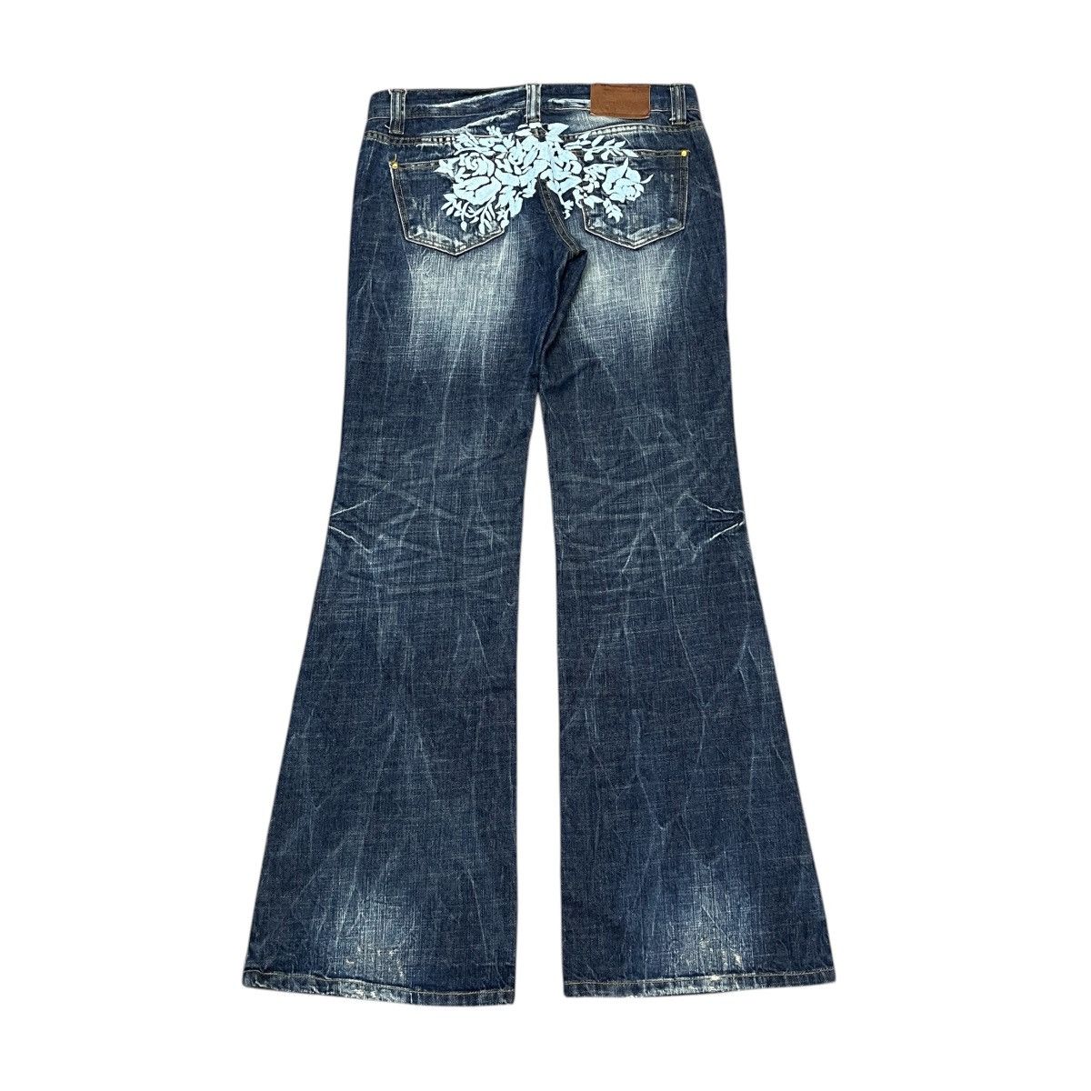 Japanese Brand Flared Pant Bluevirus Flower Embroidery Ifsix Lgb Style Size US 31 - 3 Thumbnail