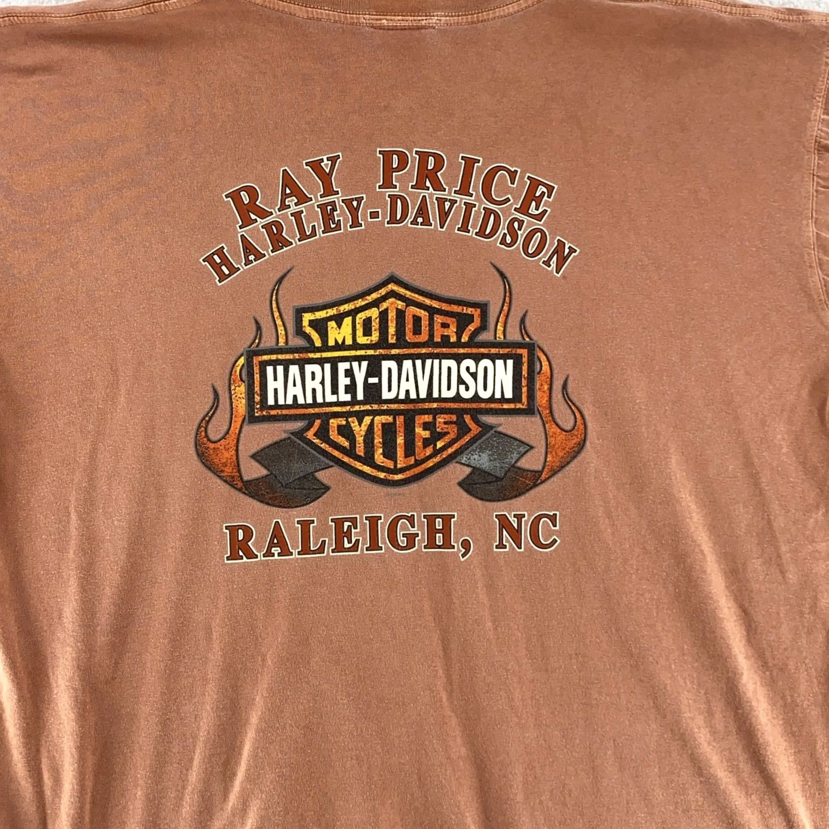 Harley Davidson Harley-Davidson T-Shirt Mens L Brown Short Sleeve Crew Neck Graphic Print Raleigh NC Motorcycle Vintage Biker 90s Size US L / EU 52-54 / 3 - 4 Thumbnail