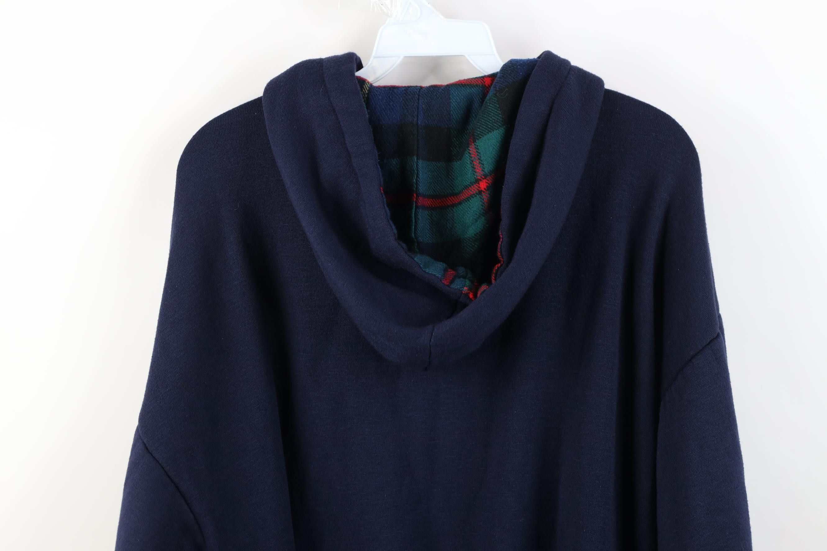 Vintage Vintage 90s Streetwear Waffle Knit Lined Henley Hoodie Blue Size US L / EU 52-54 / 3 - 14 Thumbnail