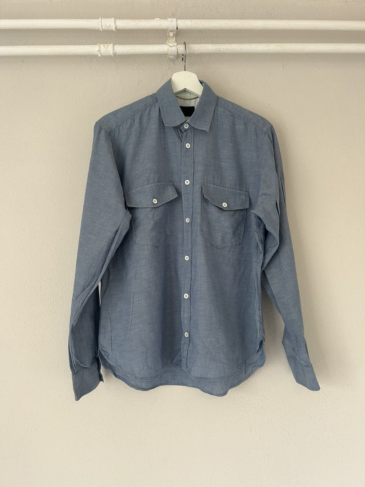 Saint Laurent Paris Light Blue Pocket Button-Up Shirt Size US S / EU 44-46 / 1 - 1 Thumbnail