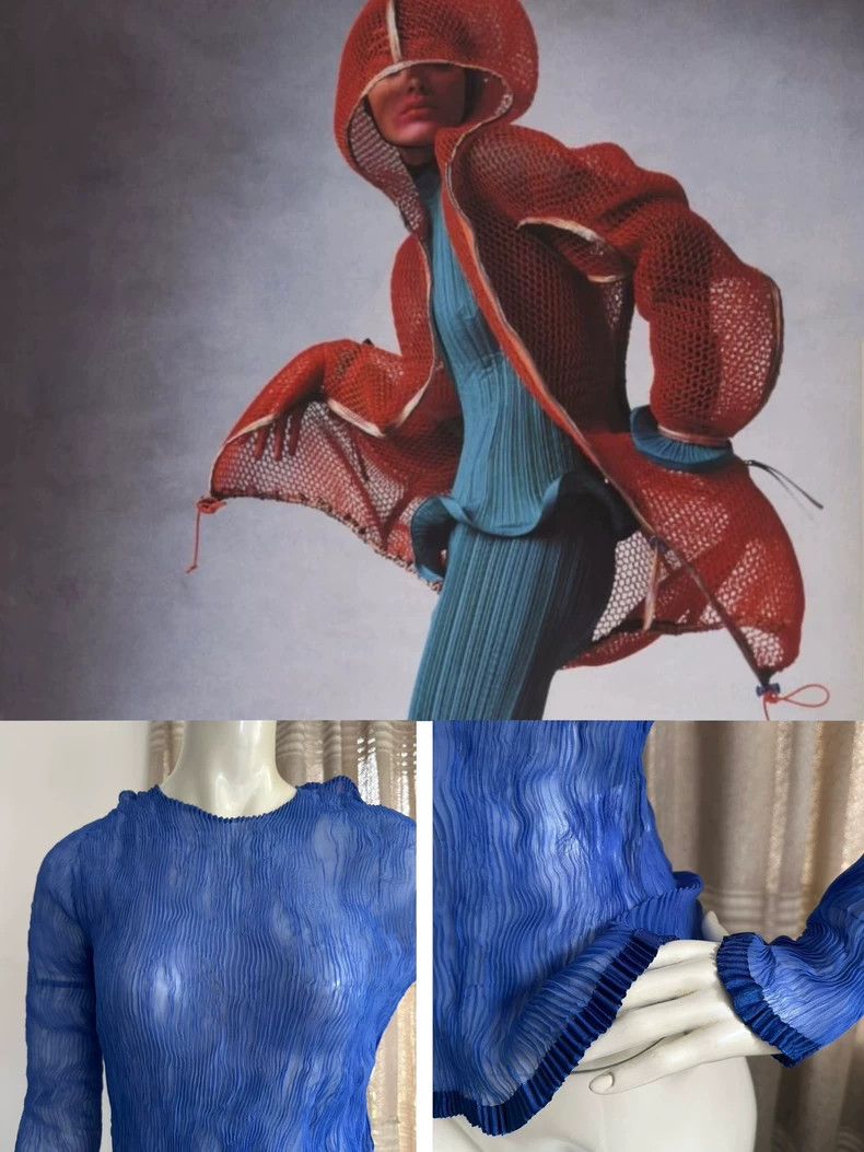 Issey Miyake Issey Miyake Blue wicker pleated top Size L / US 10 / IT 46 - 9 Thumbnail