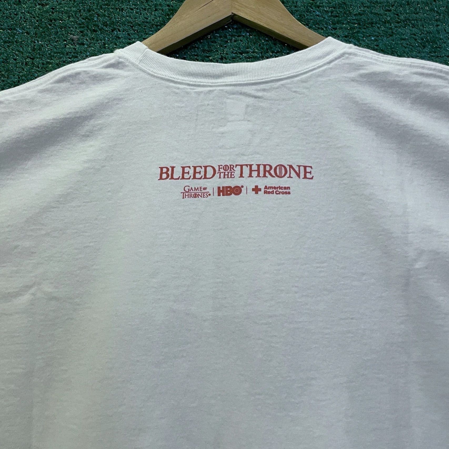 Vintage Game Of Thrones Shirt Mens XL White Logo T-Shirt Blood Drive Cross Red HBO Crew Neck Short Sleeve Cotton"} Size US XL / EU 56 / 4 - 4 Thumbnail