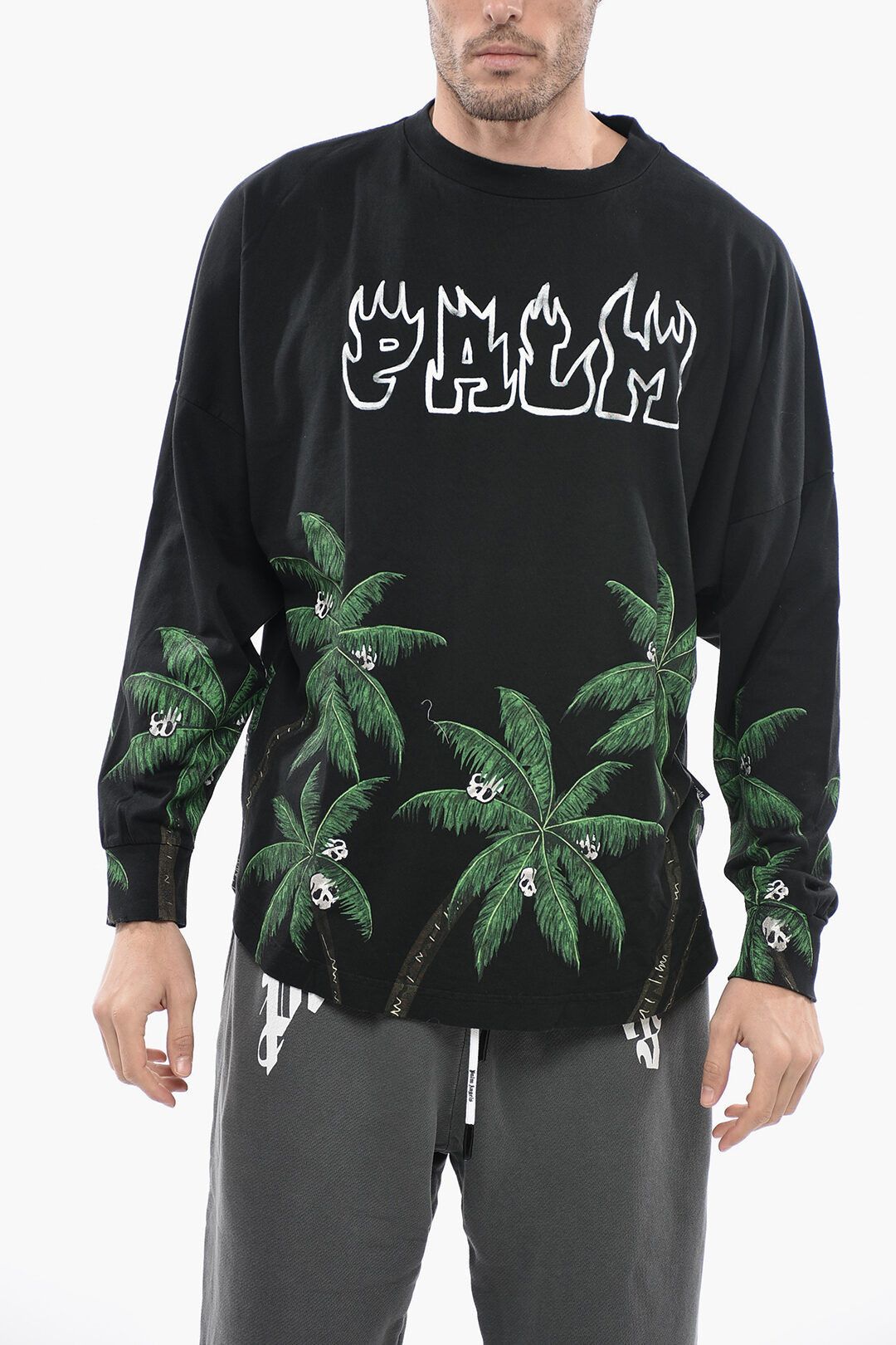 image of Palm Angels Og1Mm0524 Crewneck Oversized T-Shirt In Black, Men's (Size 2XS)