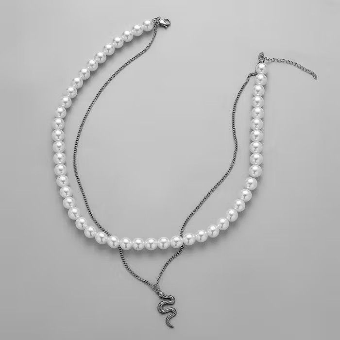 Jewelry × Vintage Snake Pearl Double Layered Necklace Size ONE SIZE - 2 Thumbnail
