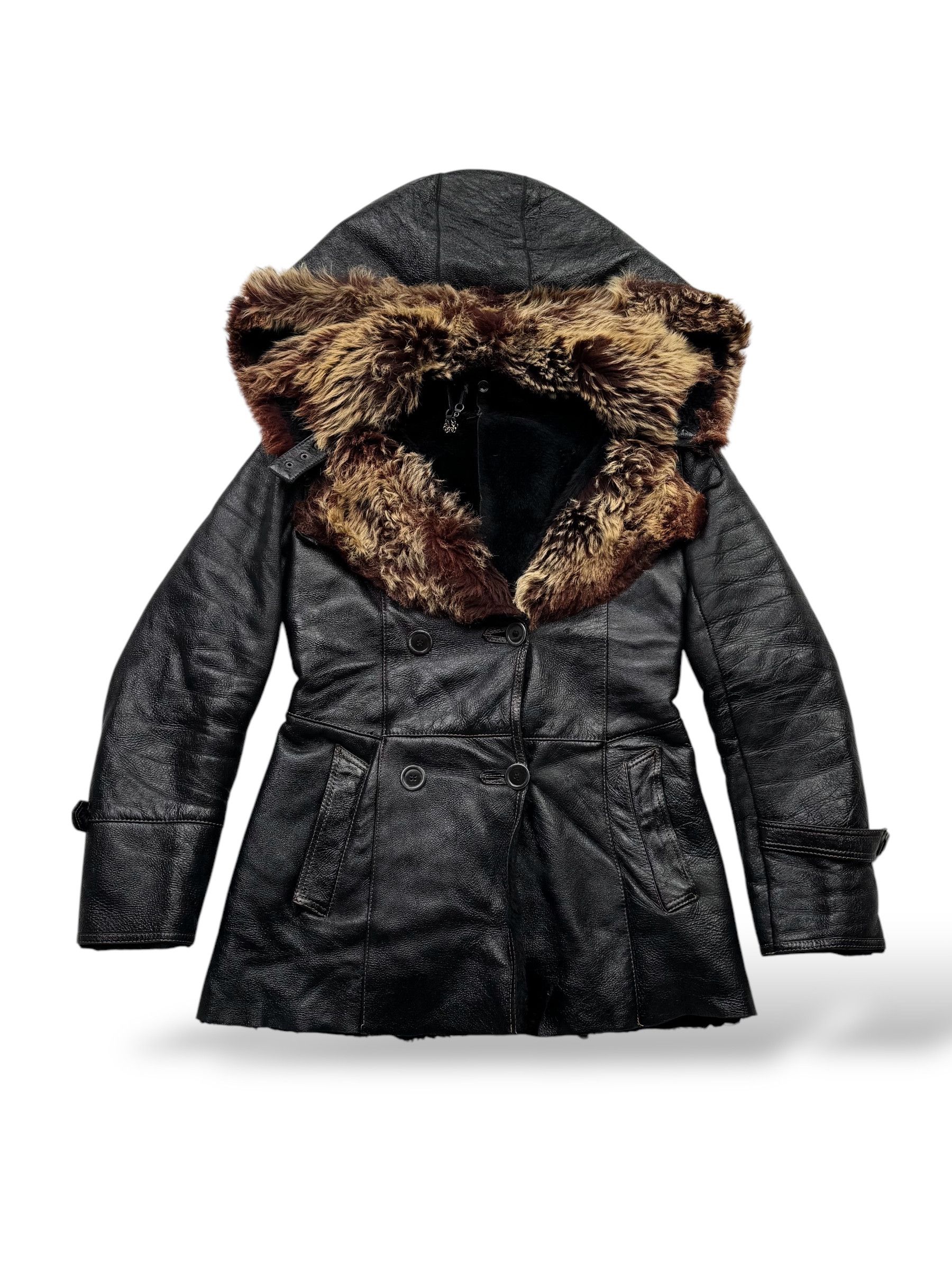 Japanese Brand Vintage Real Sheepskin Coat With Real Fur Details W85D10 Size S / US 4 / IT 40 - 1 Thumbnail
