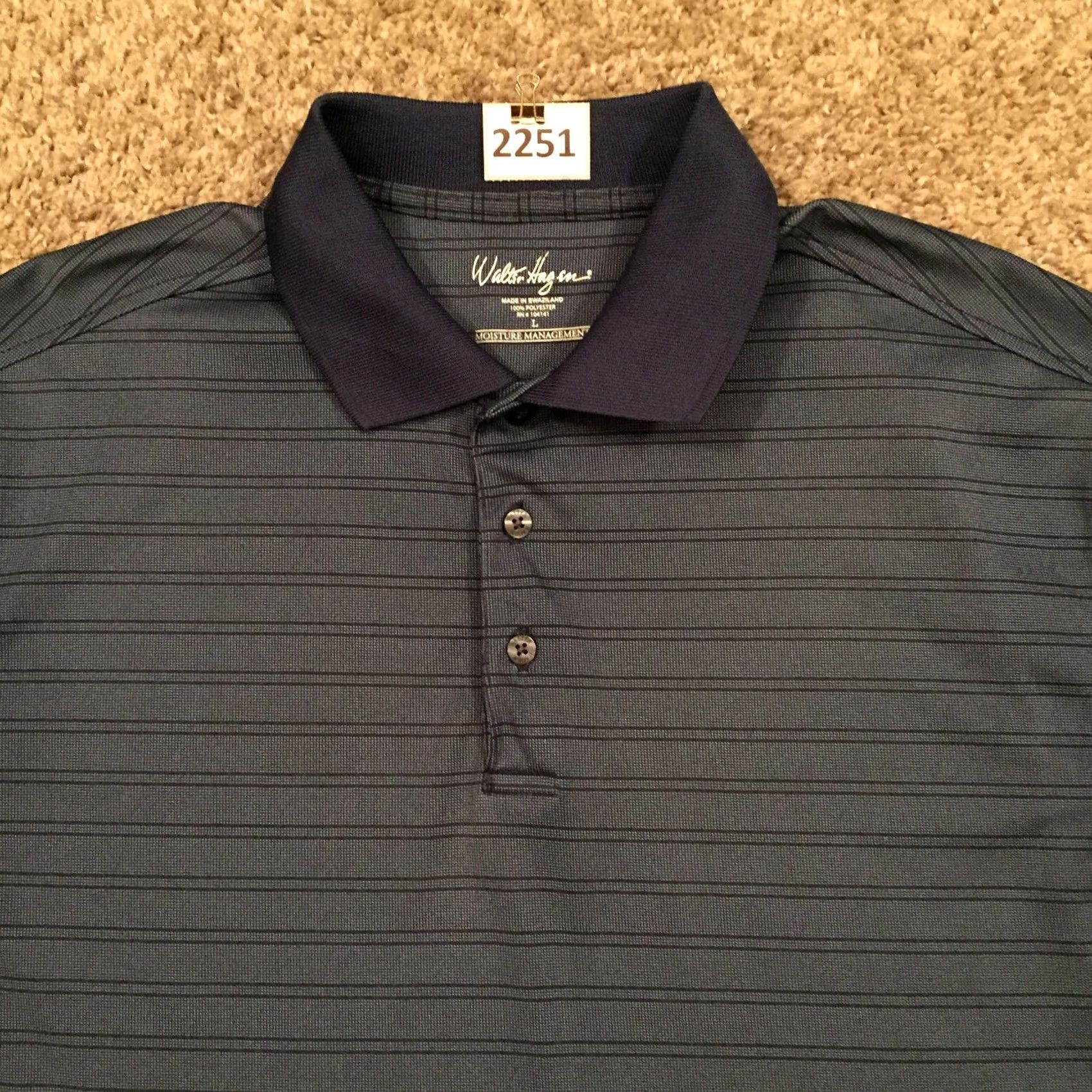 Vintage Walter Hagen Polo Shirt Mens Large Blue Striped Short Sleeve Moisture Management Shirt Size US L / EU 52-54 / 3 - 3 Thumbnail