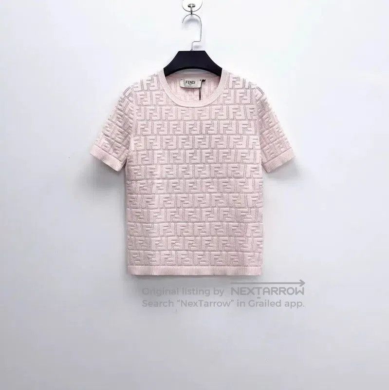 Fendi Fendi Pink Cotton Blend Logo T-Shirt for Women . Size L / US 10 / IT 46 - 1 Thumbnail