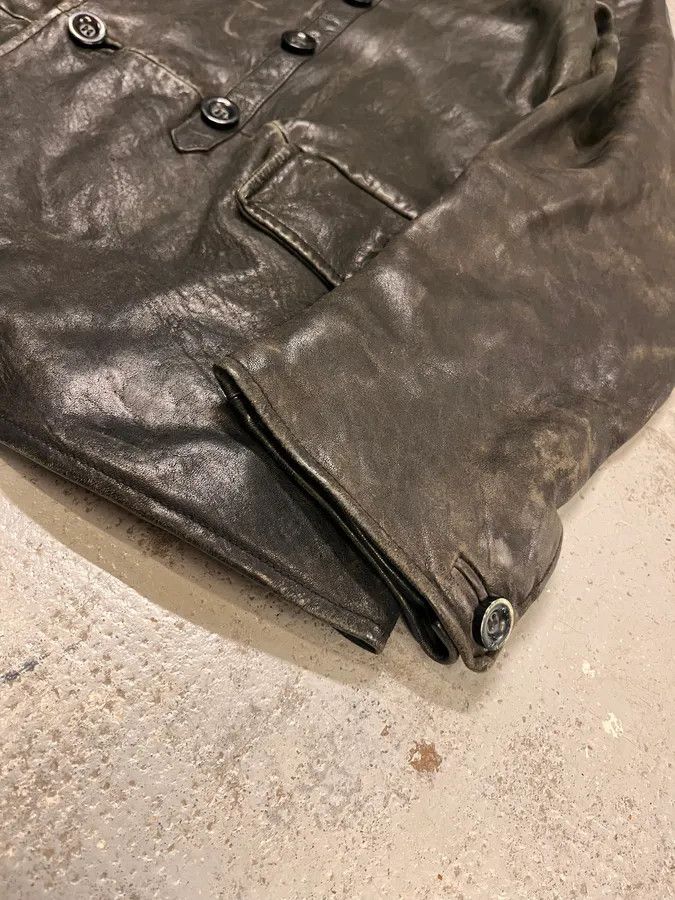 Emporio Armani AW2006 Emporio Armani Officer Buttoned Black Leather Peacoat Jacket Size US L / EU 52-54 / 3 - 6 Thumbnail