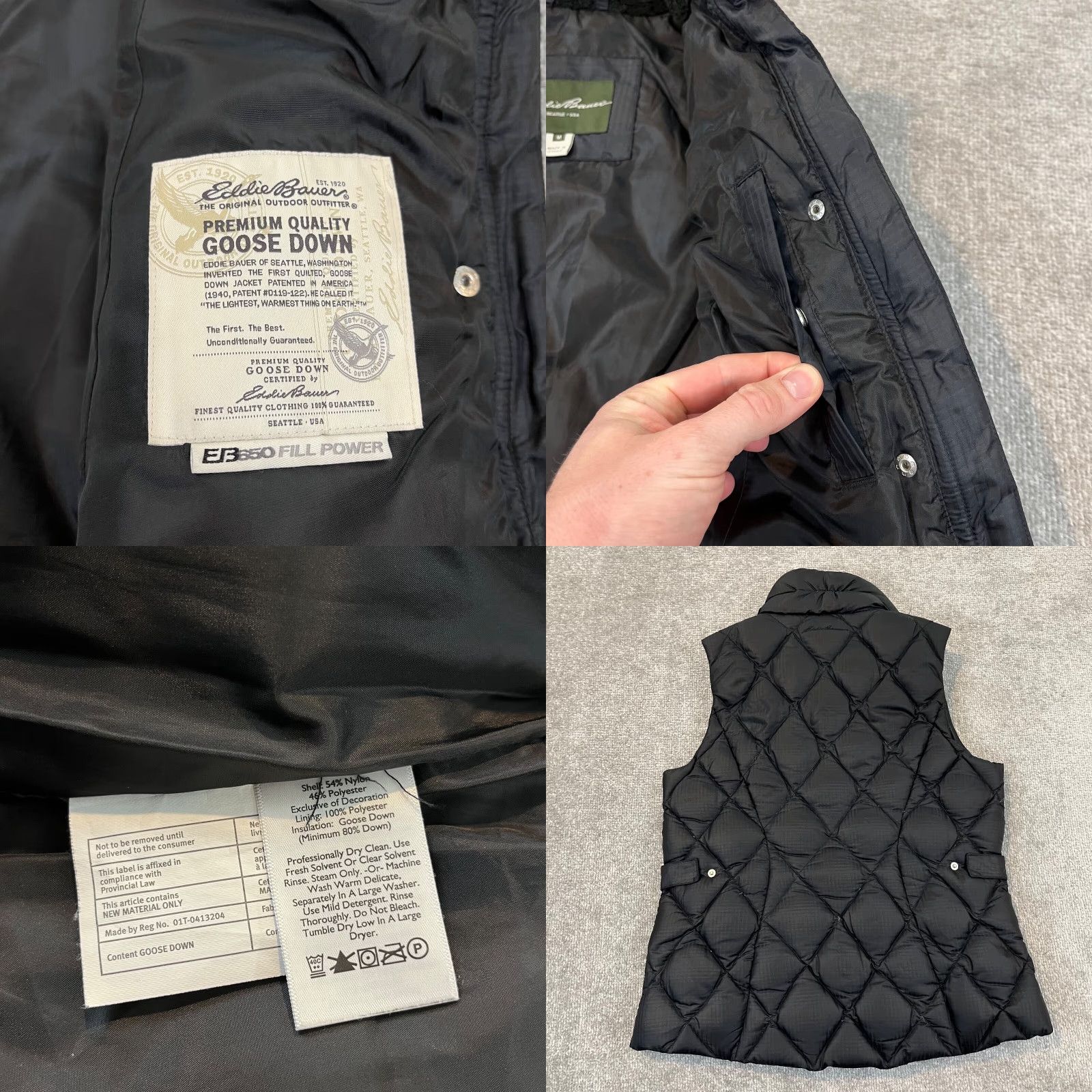 Eddie Bauer VINTAGE Eddie Bauer Vest Womens Medium Black Quilted EB650 Goose Down Puffer Outdoor Zip Jacket/Coat Stocks? Size M / US 6-8 / IT 42-44 - 8 Thumbnail