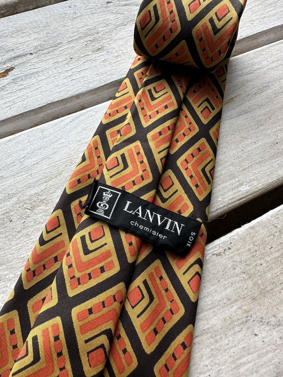 Lanvin × Vintage VINTAGE 90s Lanvin Men’s Tie Pure Silk luxury old money Size ONE SIZE - 3 Thumbnail