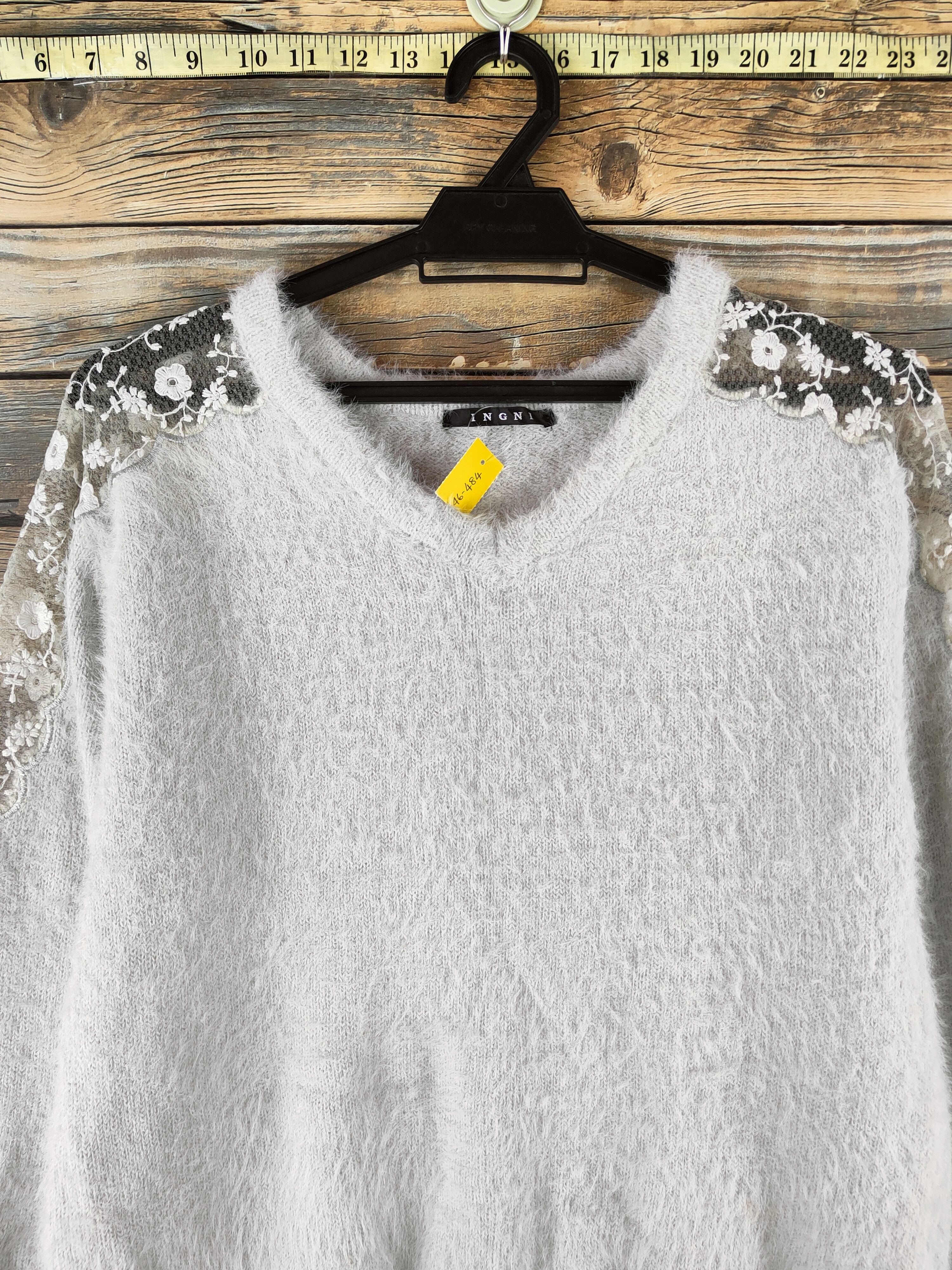 Vintage DL Ingni Gray Fur Mohair Knitwear #46-484 Size M / US 6-8 / IT 42-44 - 2 Thumbnail