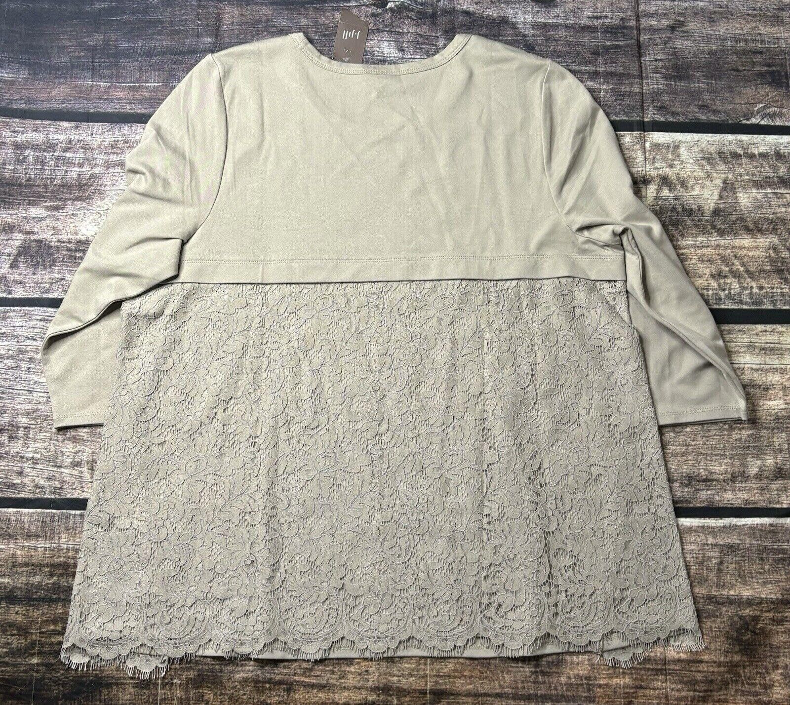 Other J.Jill Womens XL Beige Ponte Knit Lace Tunic Top Stretch NEW Size XL / US 12-14 / IT 48-50 - 3 Thumbnail