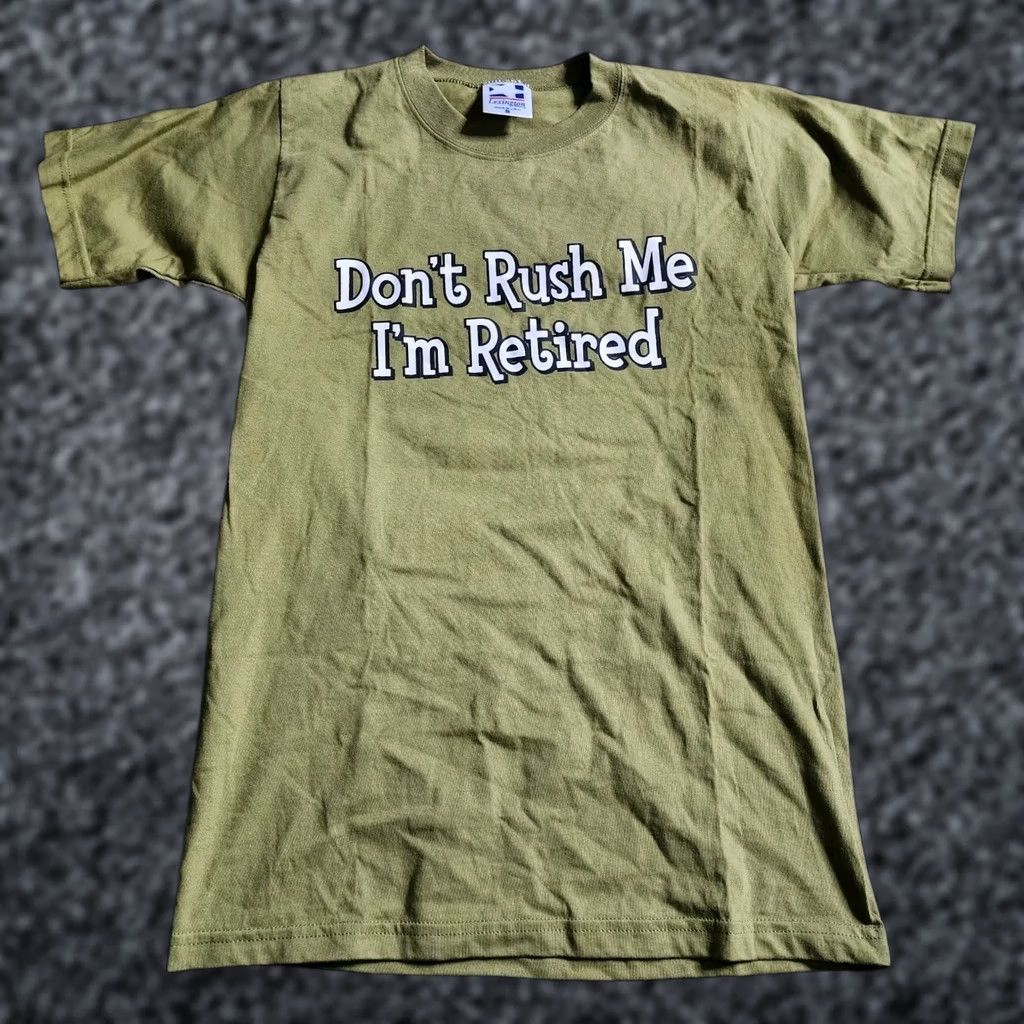 Vintage VINTAGE Lexington T-Shirt Mens S Green 80s Dont Rush Me Im Retired Funny Short Sleeve Cotton Classic Fit Size US S / EU 44-46 / 1 - 1 Thumbnail