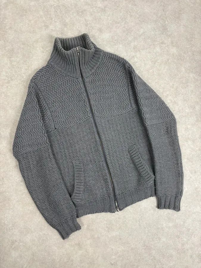 Daniele Alessandrini 2000s Daniele Alessandrini Textured Classy Gray Wool Zip-Up Sweater Size US S / EU 44-46 / 1 - 4 Thumbnail