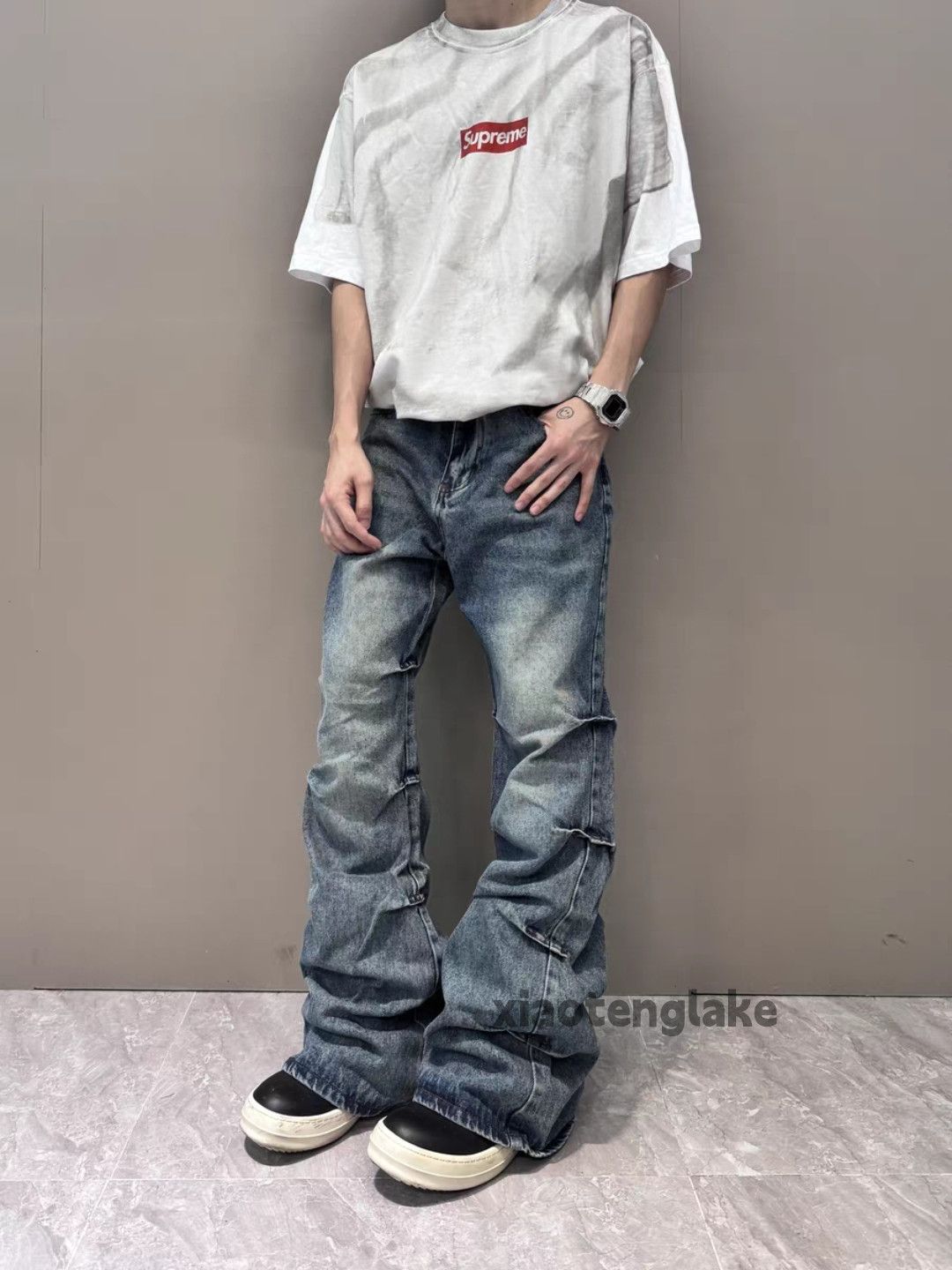Jean × Vintage washed faded punk grunge bootcut flared hiphop jeans Size US 32 / EU 48 - 5 Thumbnail