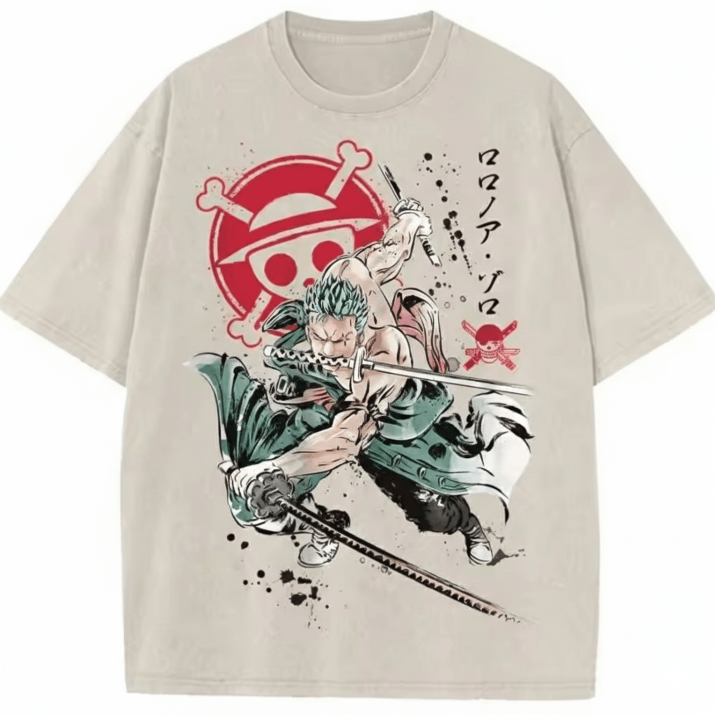 Japanese Brand Gothic Anime One Piece Pirate Washed Short Sleeve T-Shirt Size US M / EU 48-50 / 2 - 1 Thumbnail