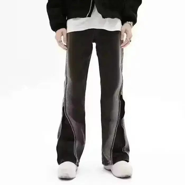 Japanese Brand Opium Style Zipper Baggy Flare Men Jeans Size US 32 / EU 48 - 3 Thumbnail