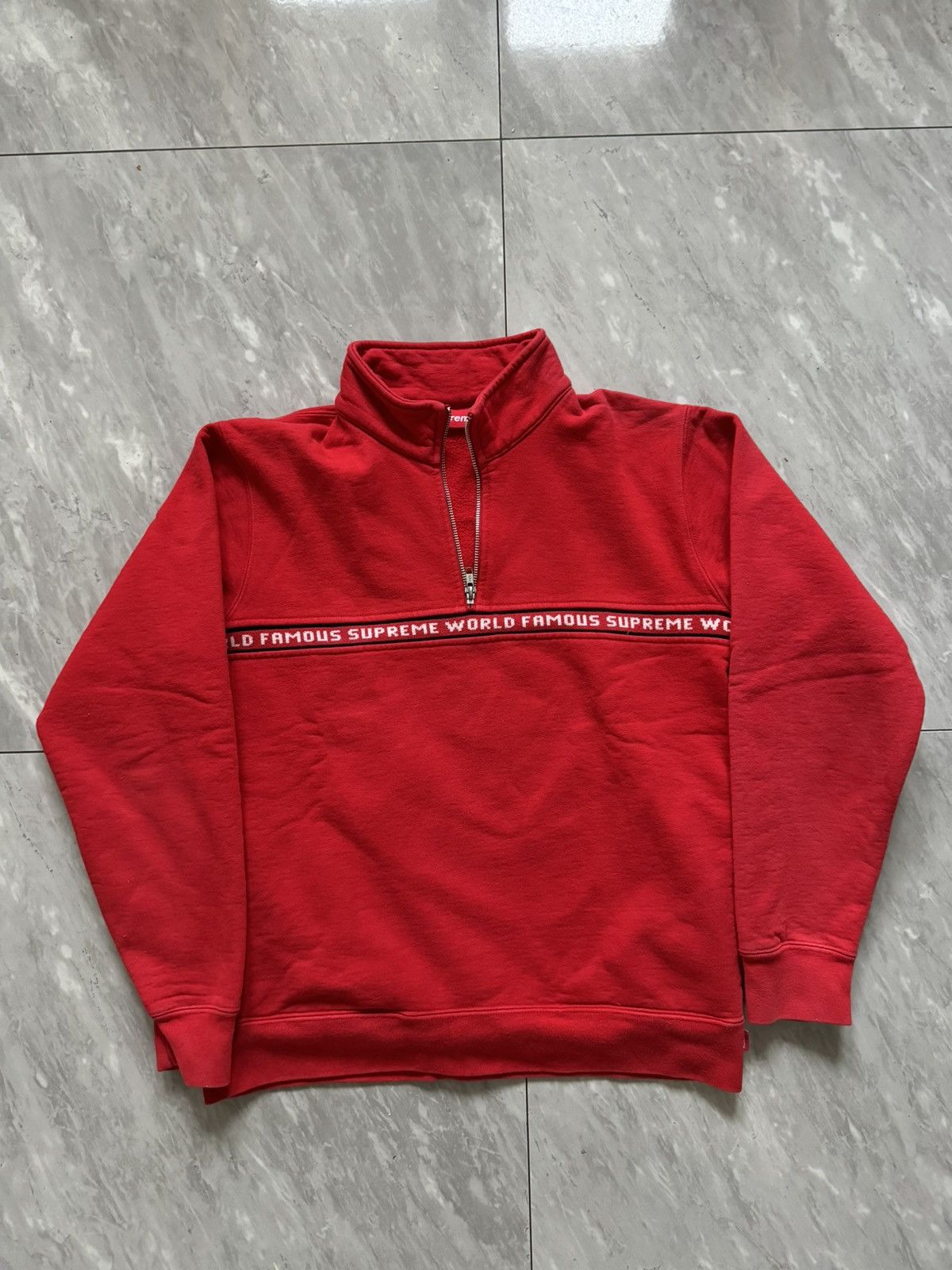 Supreme world famous half zip hot sale