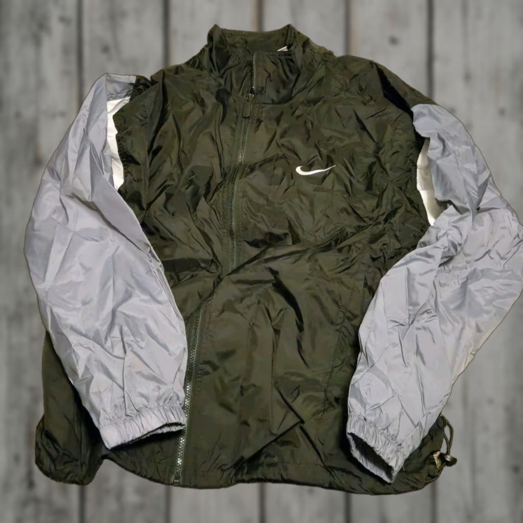 Nike VINTAGE Nike Windbreaker Jacket Mens XL Black Gray White Full Zip 90s Nylon RARE Size US XL / EU 56 / 4 - 1 Thumbnail