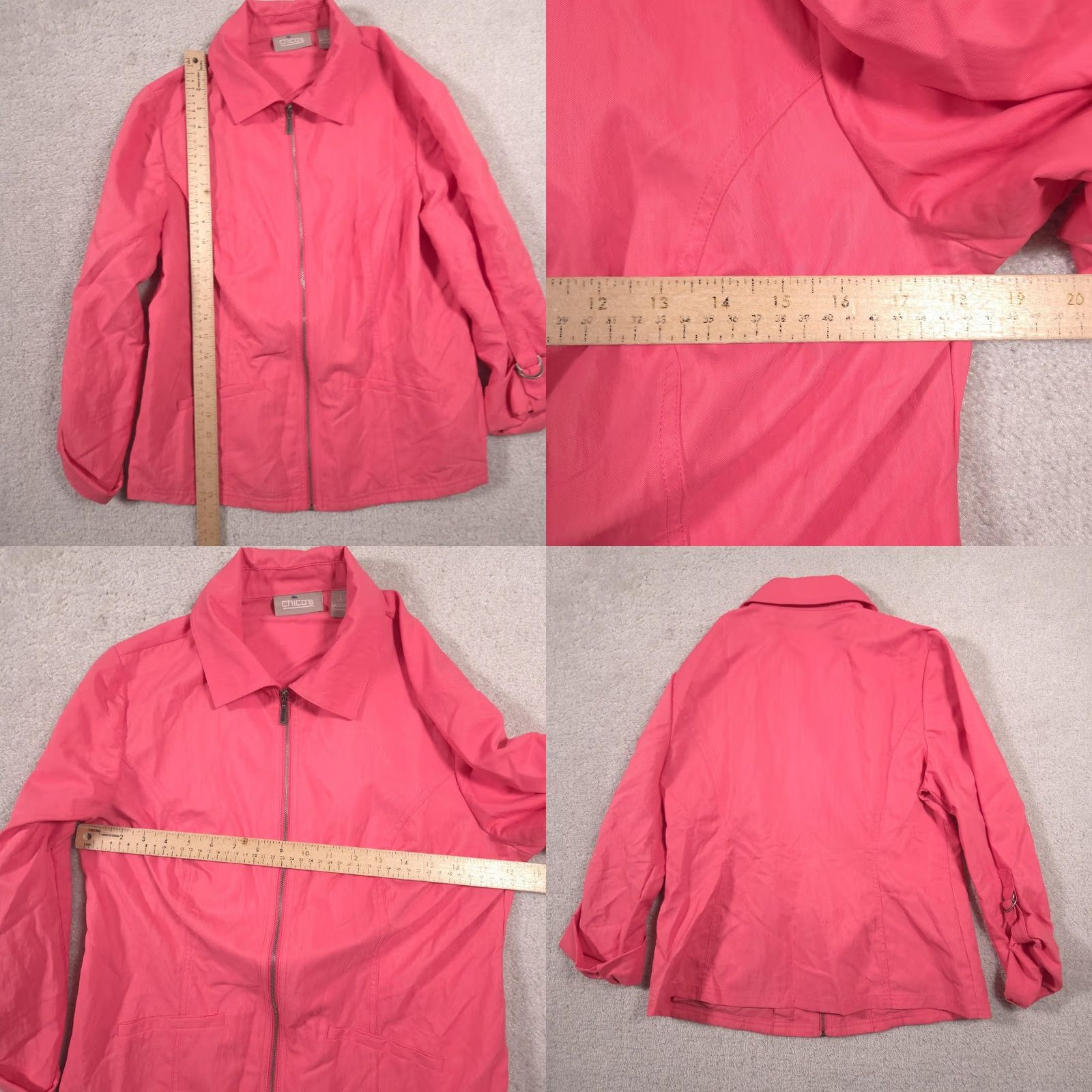 Vintage VINTAGE Chico's Jacket Womens 1 Pink Lightweight Microfiber Full Zip Collar Pockets Size XS / US 0-2 / IT 36-38 - 8 Thumbnail