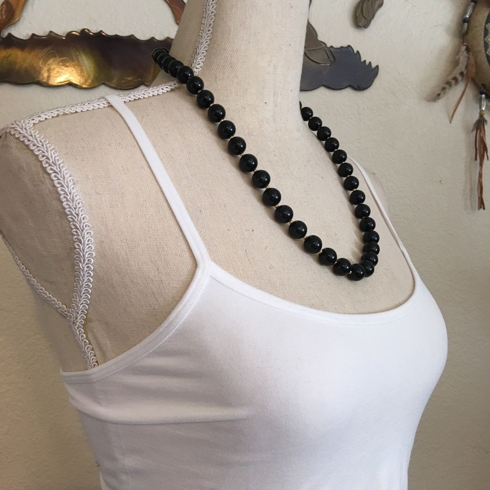 Vintage Vintage black glass pearl bead necklace Size ONE SIZE - 2 Thumbnail