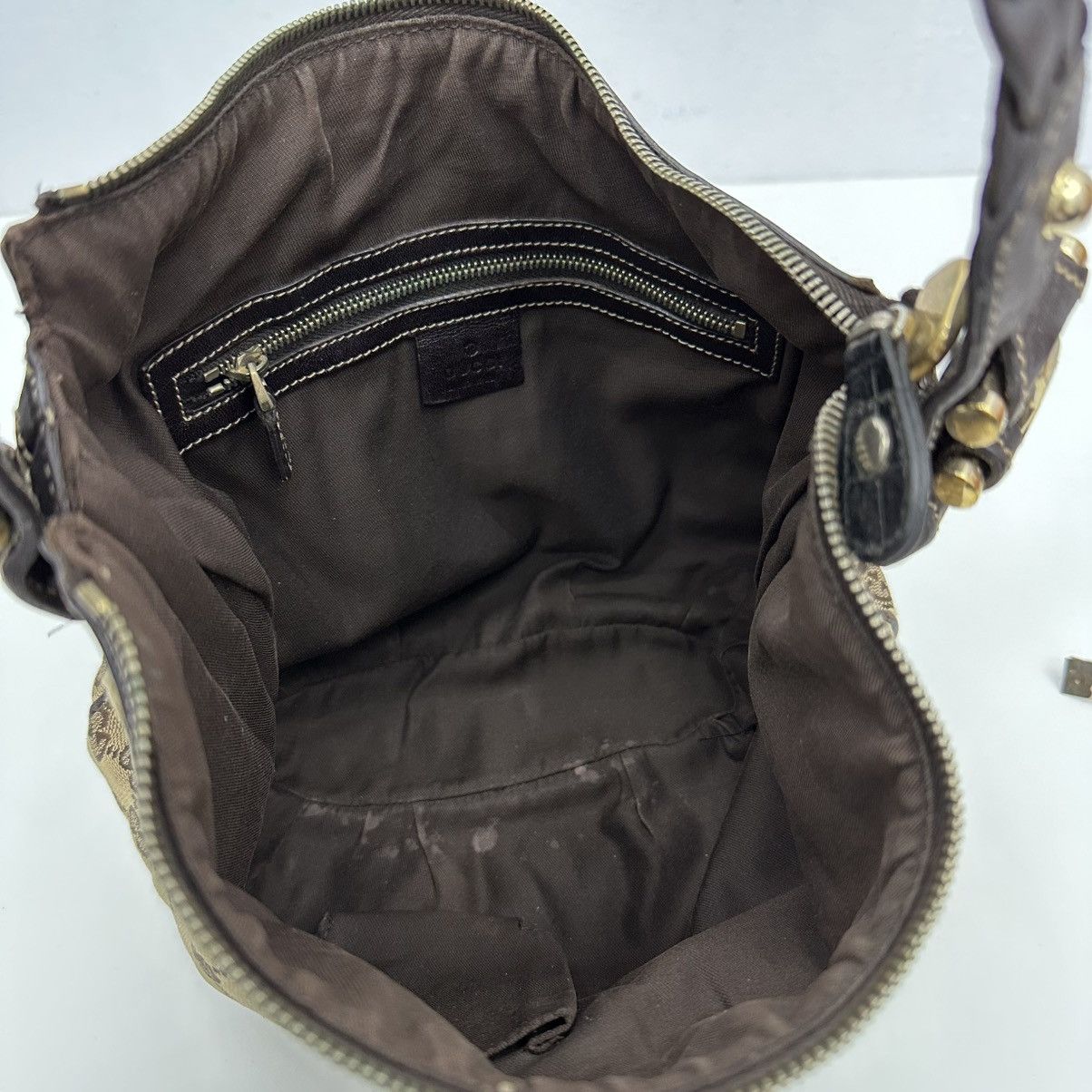 Gucci ‼️LASTDROP‼️ AUTHENTIC GUCCI GG MONOGRAM STUDDED HOBO BAG Size ONE SIZE - 14 Thumbnail