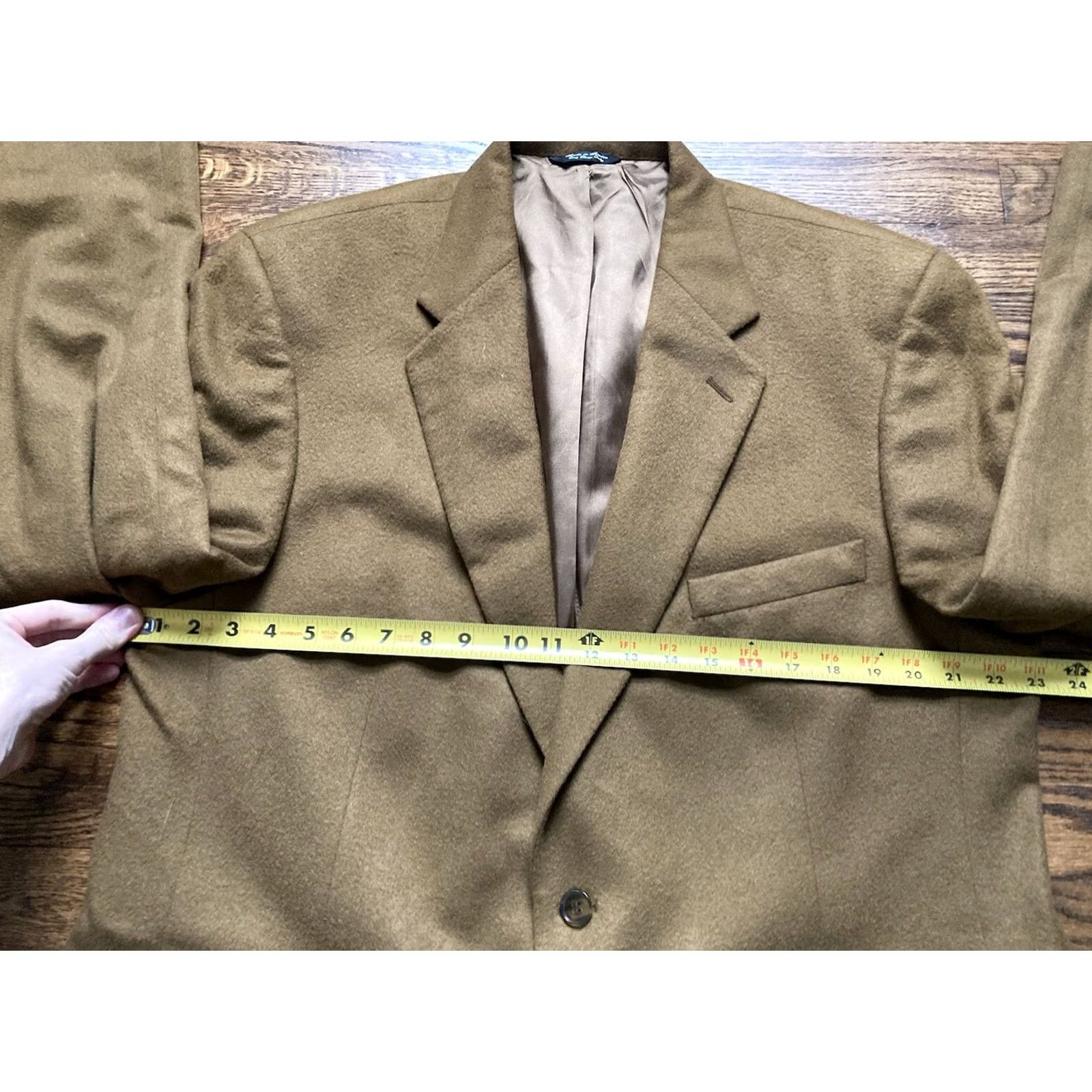 Vintage Nathan David 100% Cashmere Blazer Mens Brown Sport Coat Two Button 46L Long Chest 46 Jacket Coat Blazer Mens Brown Cashmere Nathan David Size 46R - 6 Thumbnail