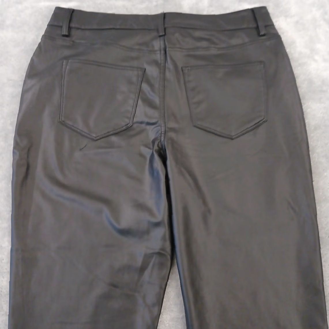 Vintage Maurices Ankle Pants Womens Size 14 Black Faux Leather Pockets 32x29.5 High Rise Straight Leg Flat Front N/A Size 36" / US 14 / IT 50 - 7 Thumbnail