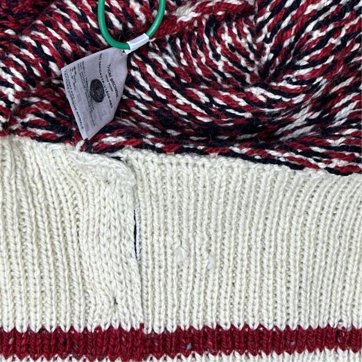 Thom Browne Thom Browne Red V-Neck Check Knit Sweater -2507 Size US L / EU 52-54 / 3 - 7 Thumbnail