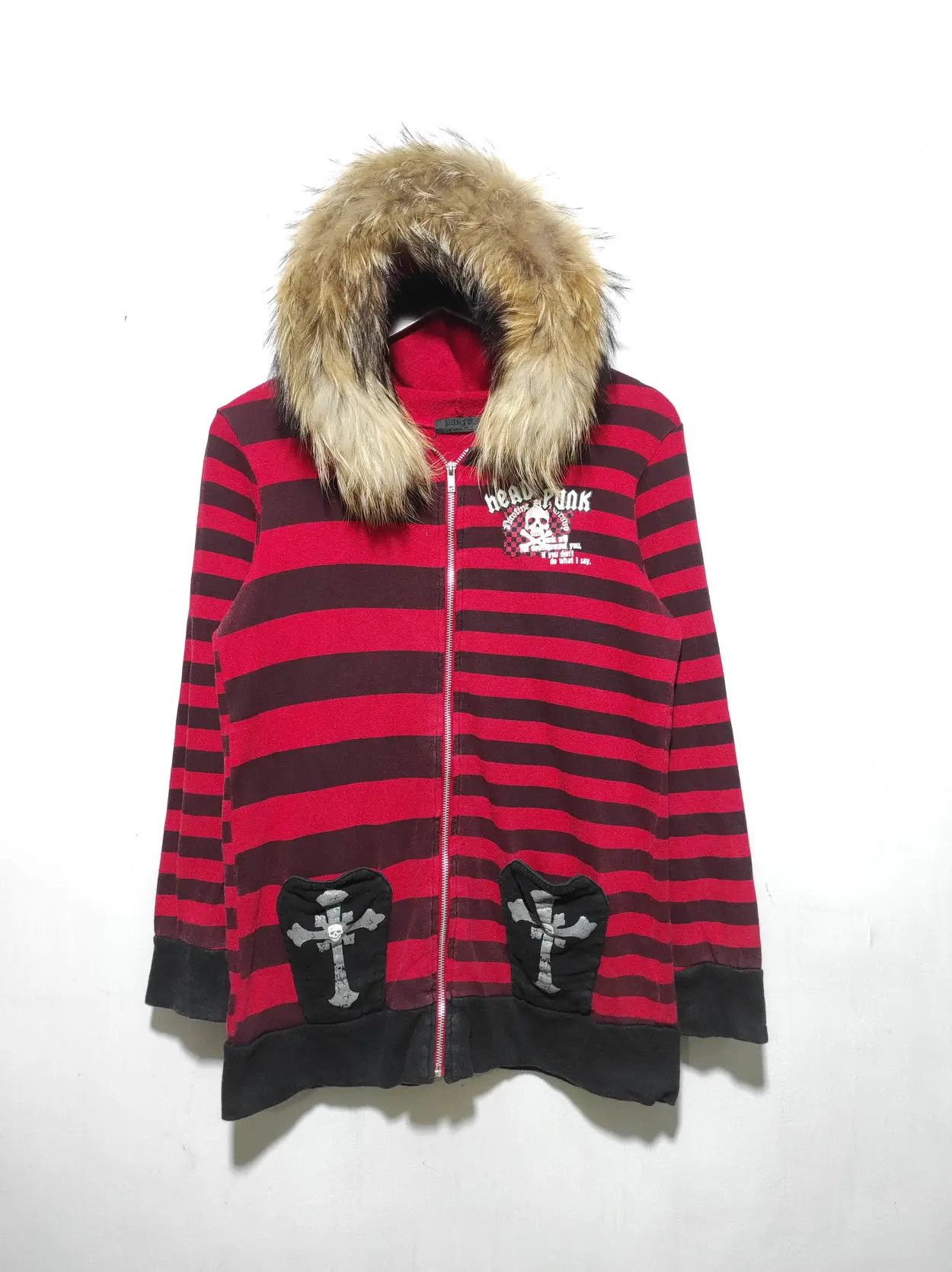 Japanese Brand Head Punk Skull stripe zip fur hoodie ifsix LGB style Size US S / EU 44-46 / 1 - 3 Thumbnail