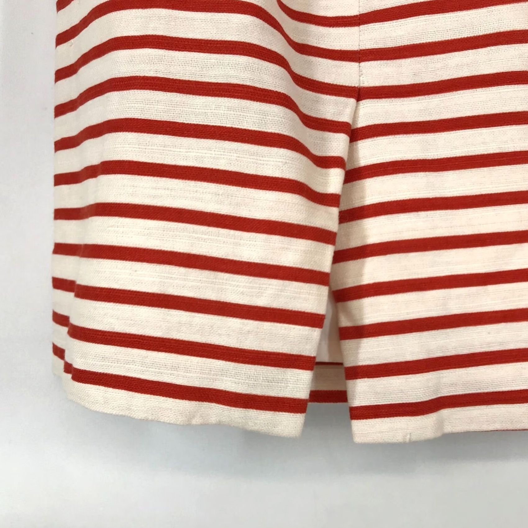 J.Crew J. CREW - Womens 2 - RED & CREAM STRIPE LINEN BLEND NO. 2 PENCIL SKIRT Size 26" / US 2 / IT 38 - 4 Thumbnail