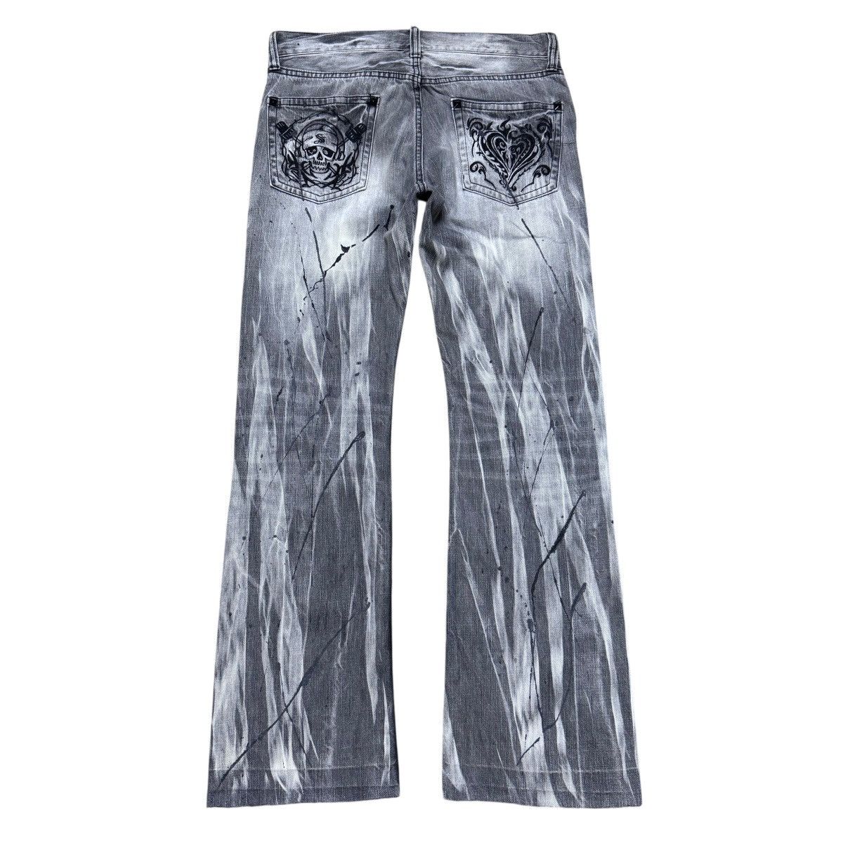 Japanese Brand Sorridere Embroidery Denim Flare Jeans Painter Size US 33 - 1 Thumbnail
