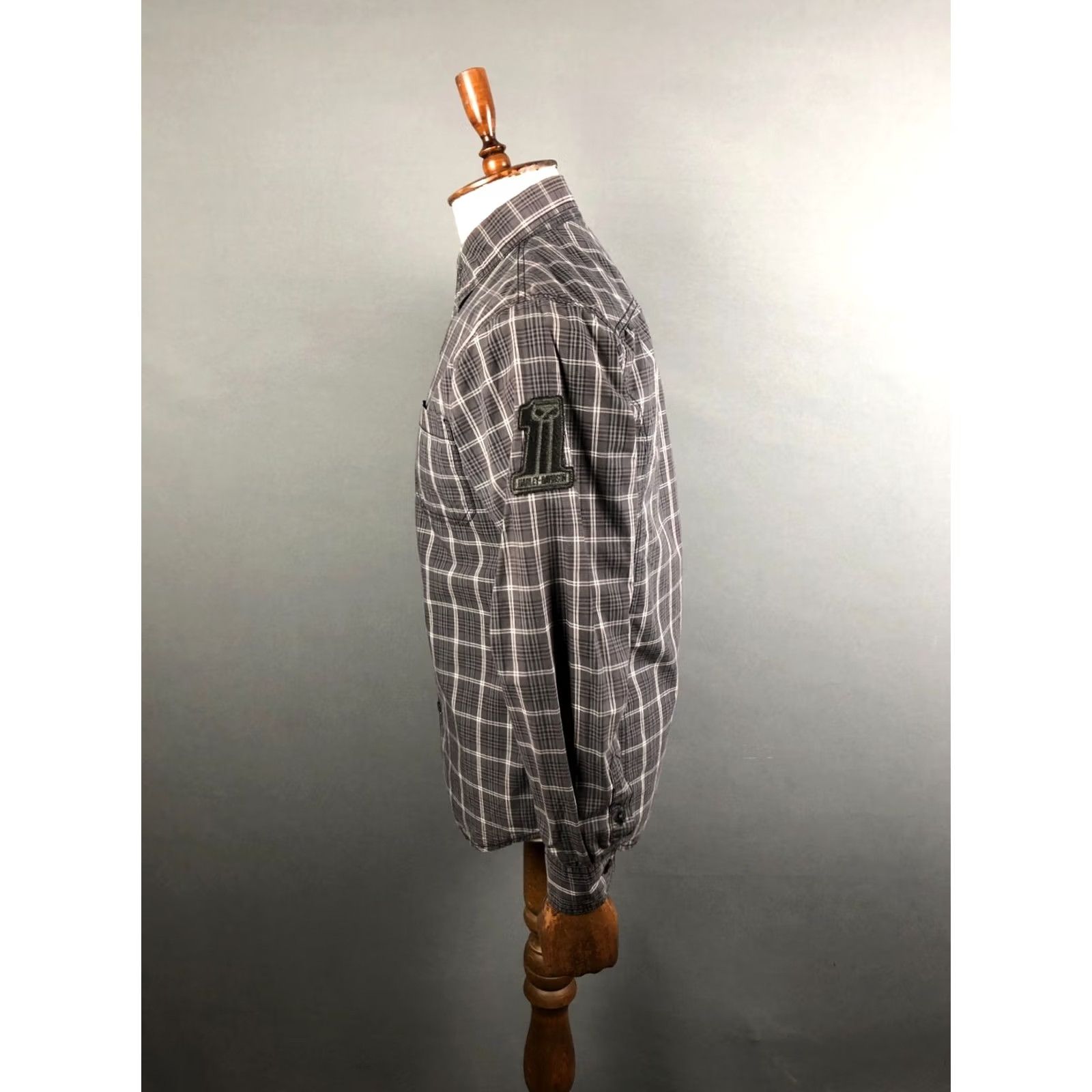 Harley Davidson Harley-Davidson Men's Shirt M Gray Cotton Check Button-Up Casual Regular Size US M / EU 48-50 / 2 - 2 Thumbnail