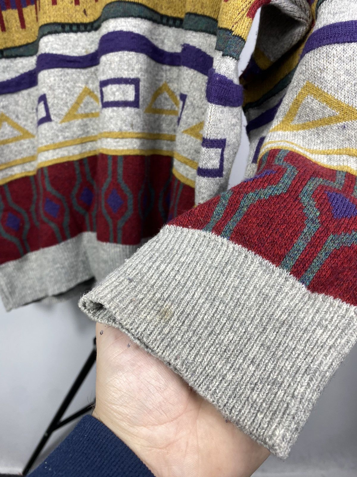 Adidas × Vintage Adidas vintage patterned knitted sweater 90s jumper Size US L / EU 52-54 / 3 - 5 Thumbnail