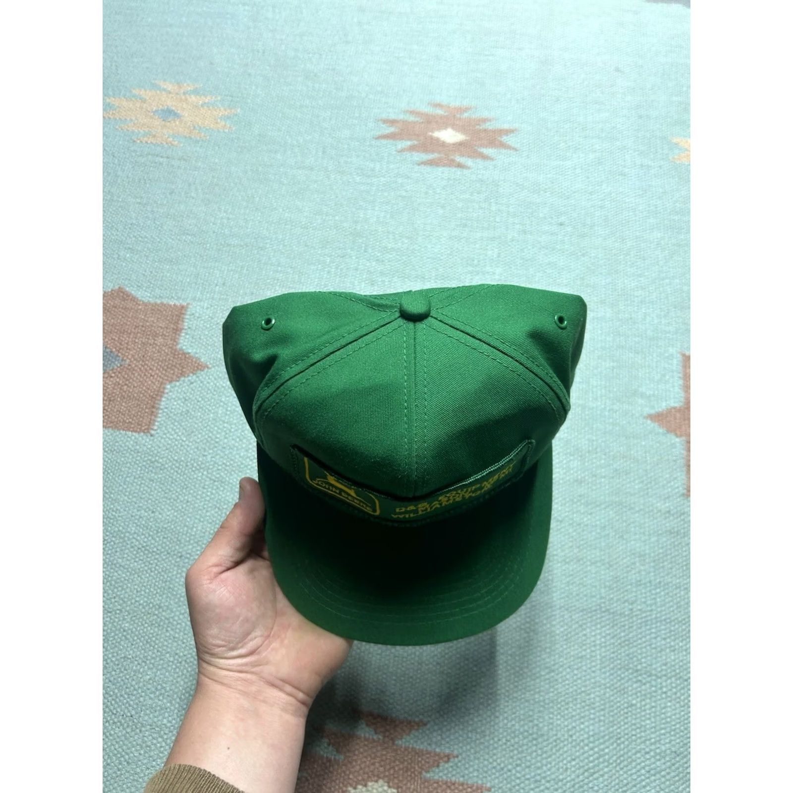 John Deere VINTAGE John Deere Snapback Hat Cap Michigan Patch Made in USA Green Adjustable Men USA Farm Hat Size ONE SIZE - 3 Thumbnail
