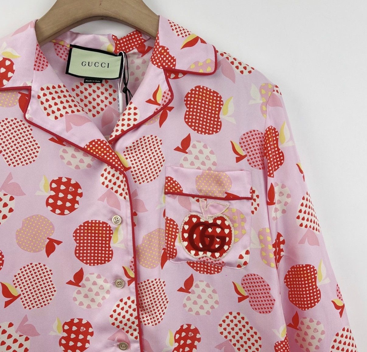 Gucci Gucci/Pink Heart Apple All-Over Print Long Sleeve Shirt K12 Size XS / US 0-2 / IT 36-38 - 6 Thumbnail