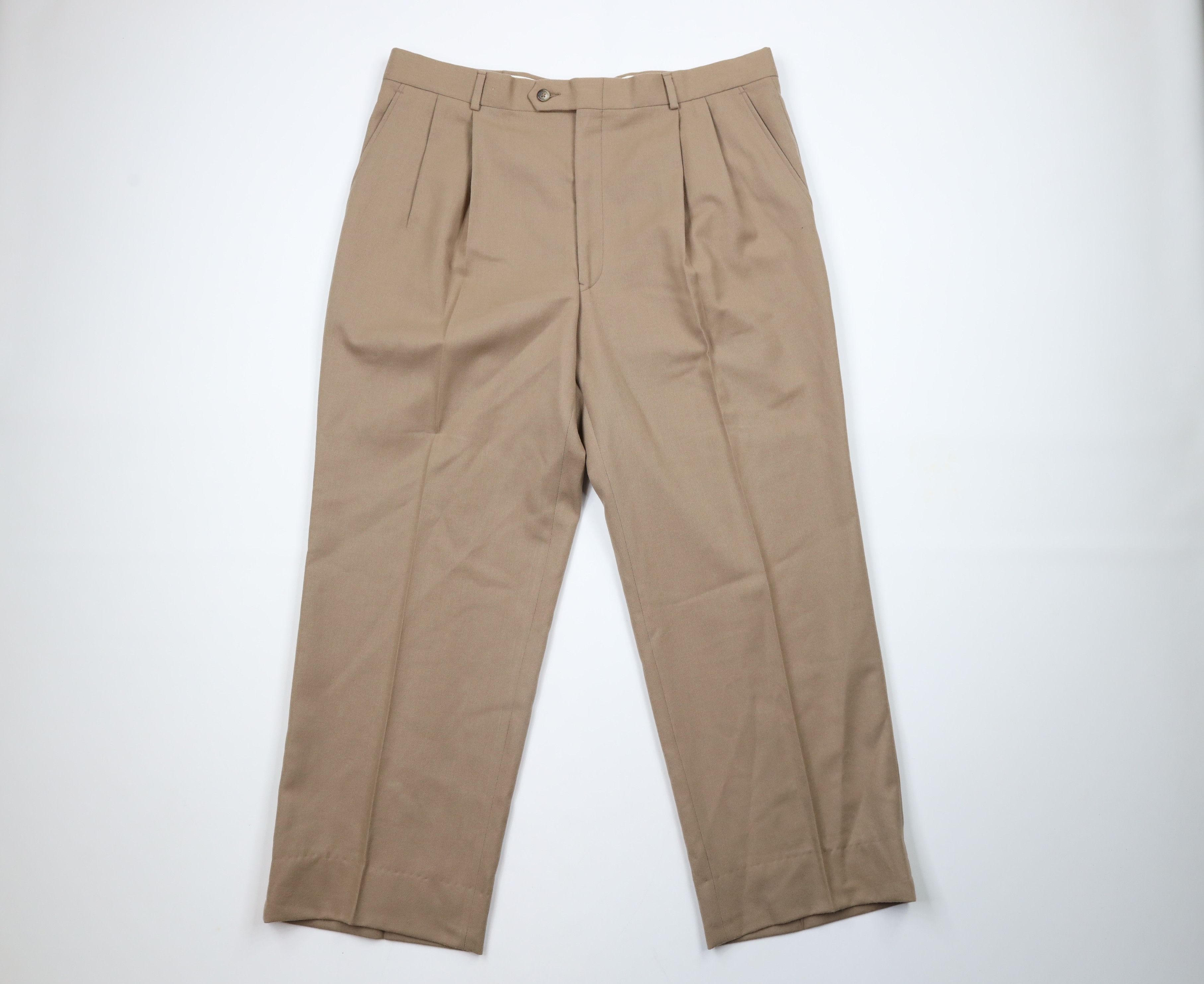 Vintage Vintage 90s Streetwear Wool Pleated Wide Leg Chino Pants USA Size US 36 / EU 52 - 1 Thumbnail
