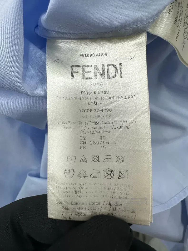 Fendi Fendi Blue Zip Pocket Logo Long Sleeve Shirt Size US XXS / EU 40 - 5 Thumbnail
