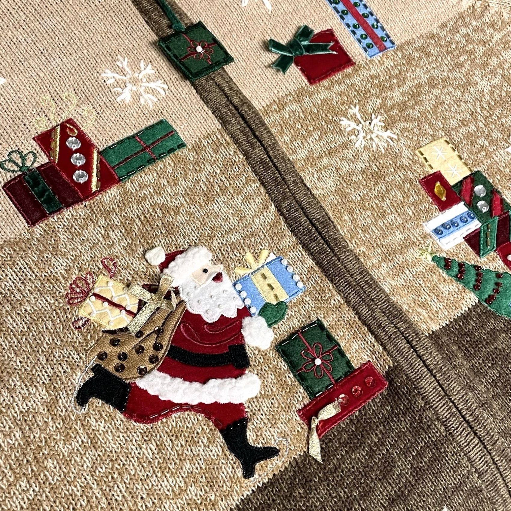 Vintage VINTAGE Tiara International Women Santa Christmas Patchwork Zip Cardigan Sweater L Size L / US 10 / IT 46 - 4 Thumbnail