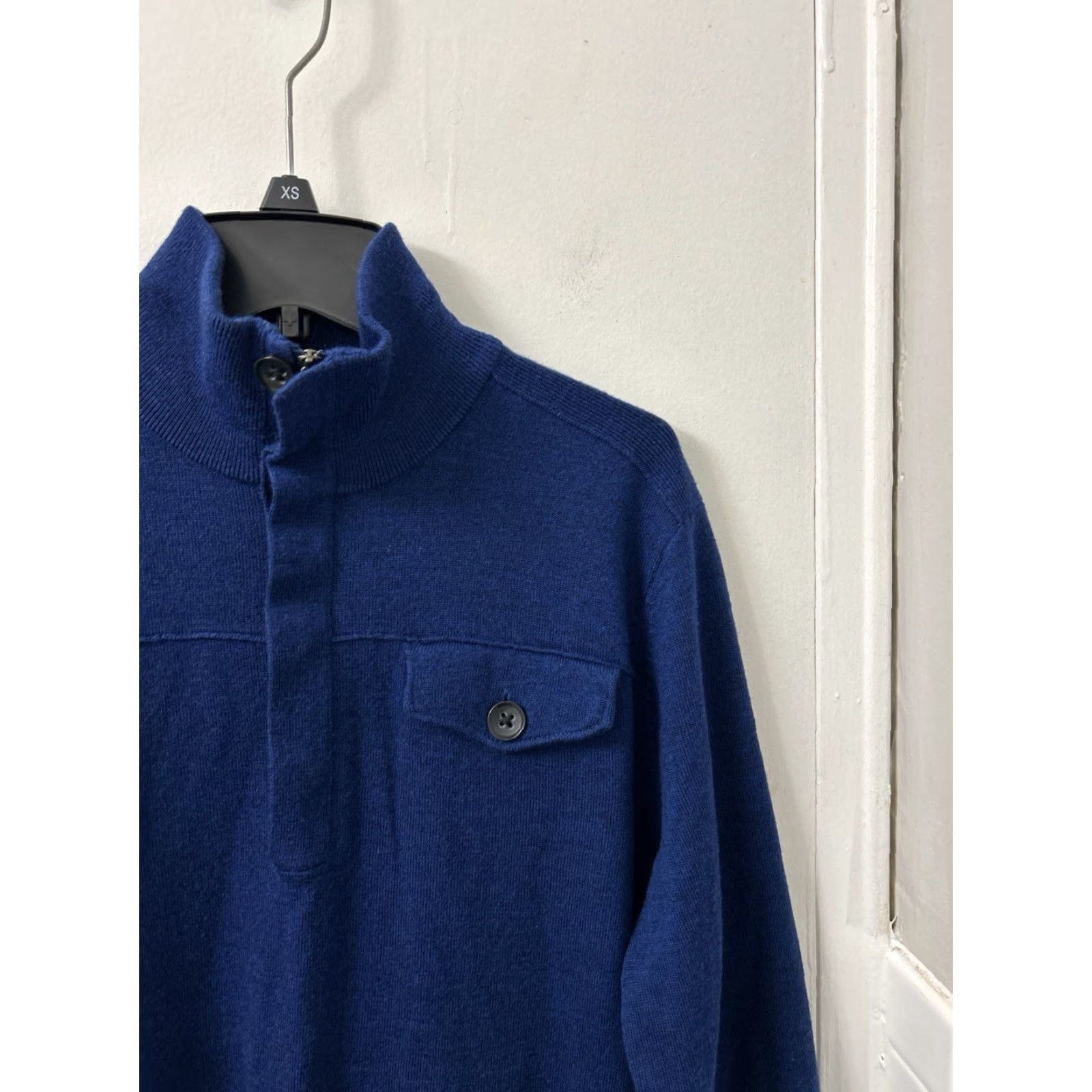 Banana Republic VINTAGE Banana Republic Sweater Mens M Blue 100% Merino Wool 1/4 Zip Pullover L/S Mens Size US M / EU 48-50 / 2 - 4 Thumbnail