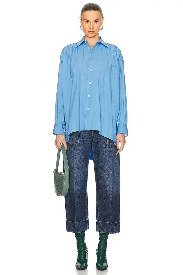 Bottega Veneta o1y0725 Solid Color Shirt in Light Blue Size XS / US 0-2 / IT 36-38 - 4 Thumbnail