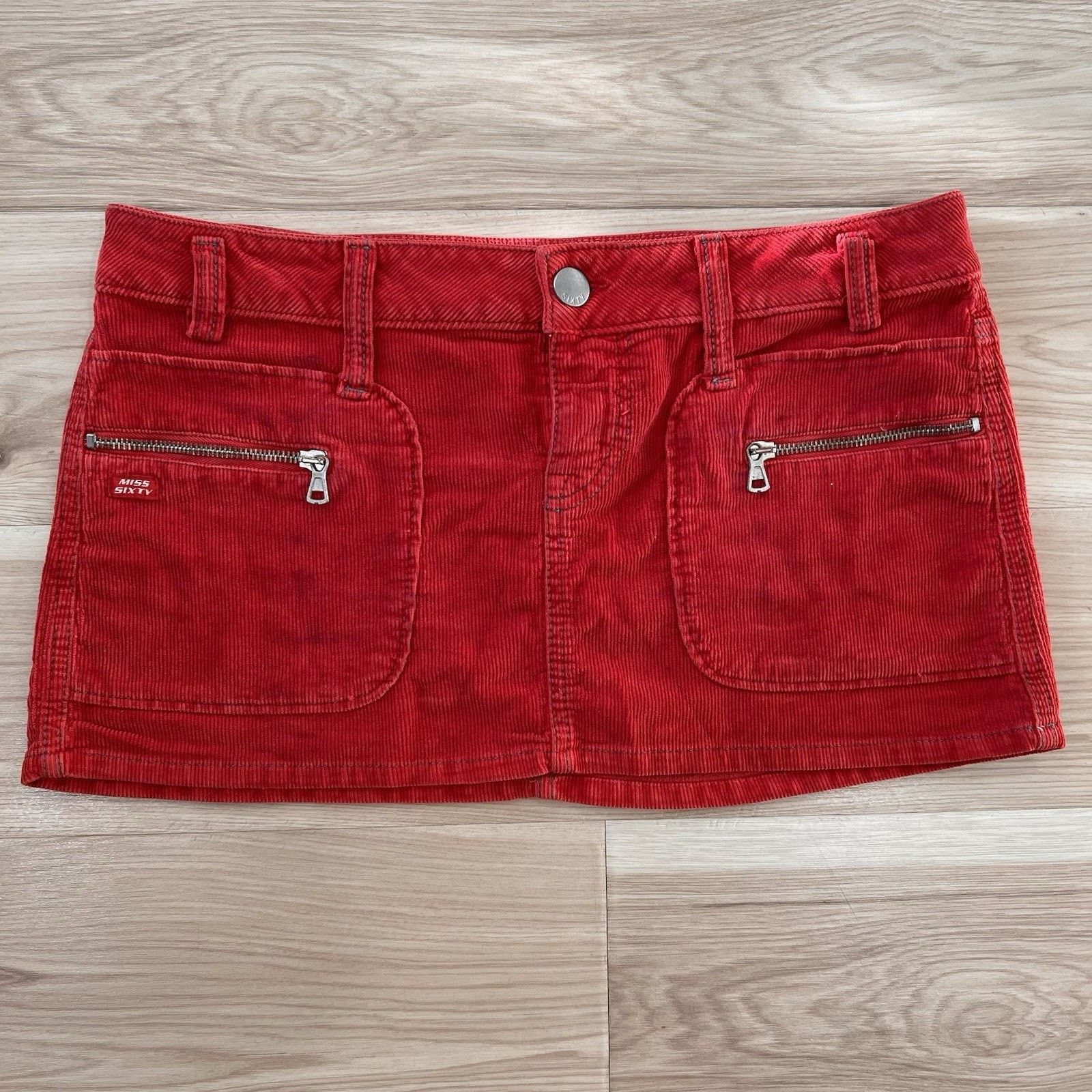 Miss Sixty Vtg 2000s Miss Sixty Micro Mini Red Corduroy 33” Low Rise Size 33" - 4 Thumbnail