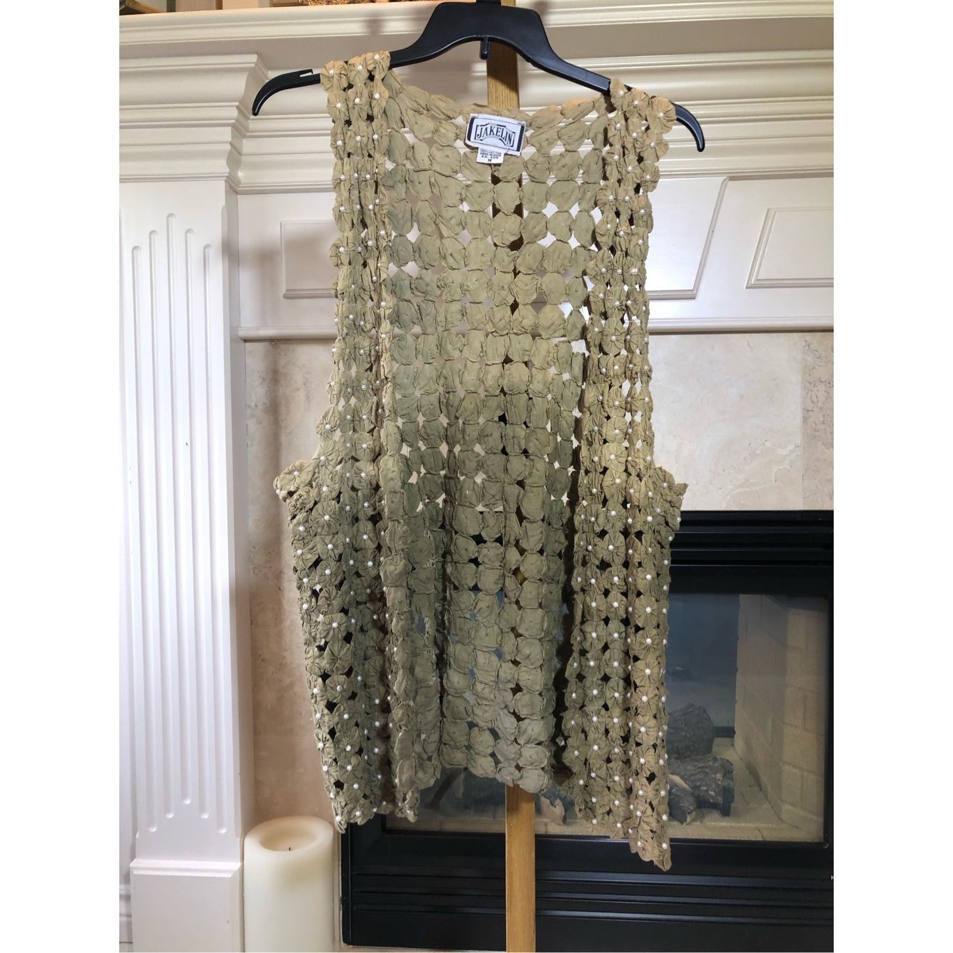 Other Jakelin Women’s Olive Green With Pearl Beaded Front Cardigan Size M / US 6-8 / IT 42-44 - 1 Thumbnail